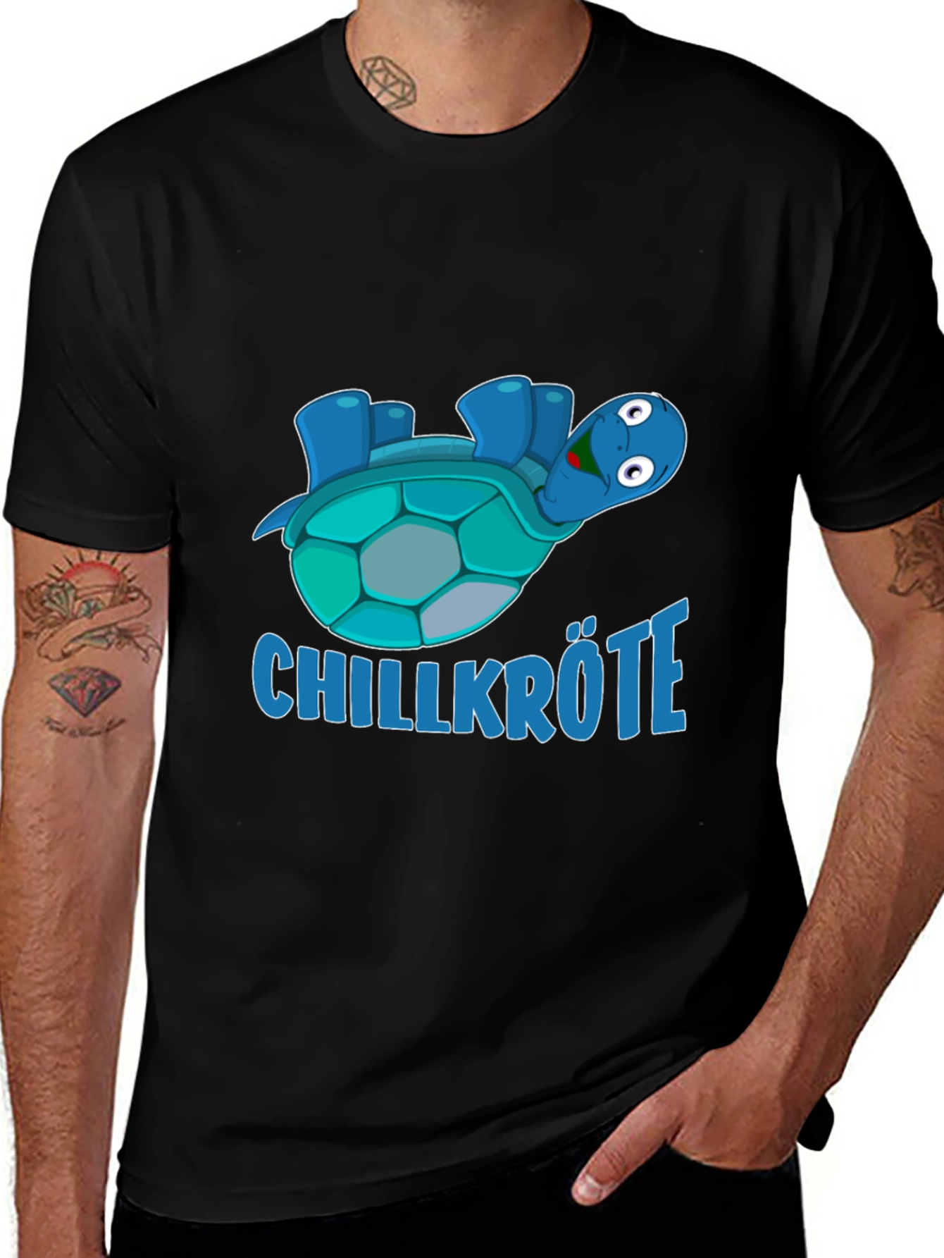 Variant 28 of Chillkröte Turtle Graphic Black T-Shirt