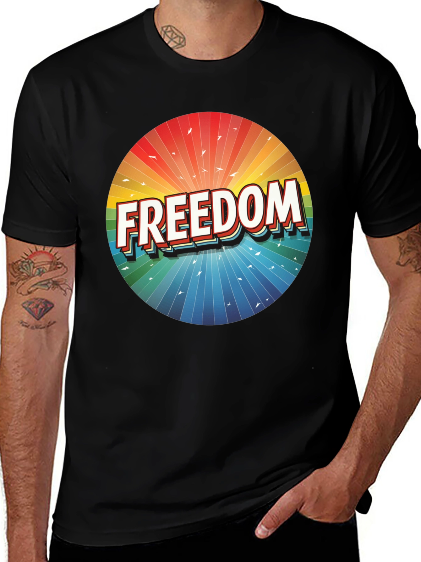 Black Freedom Graphic T-Shirt - Bold & Vibrant Design main image