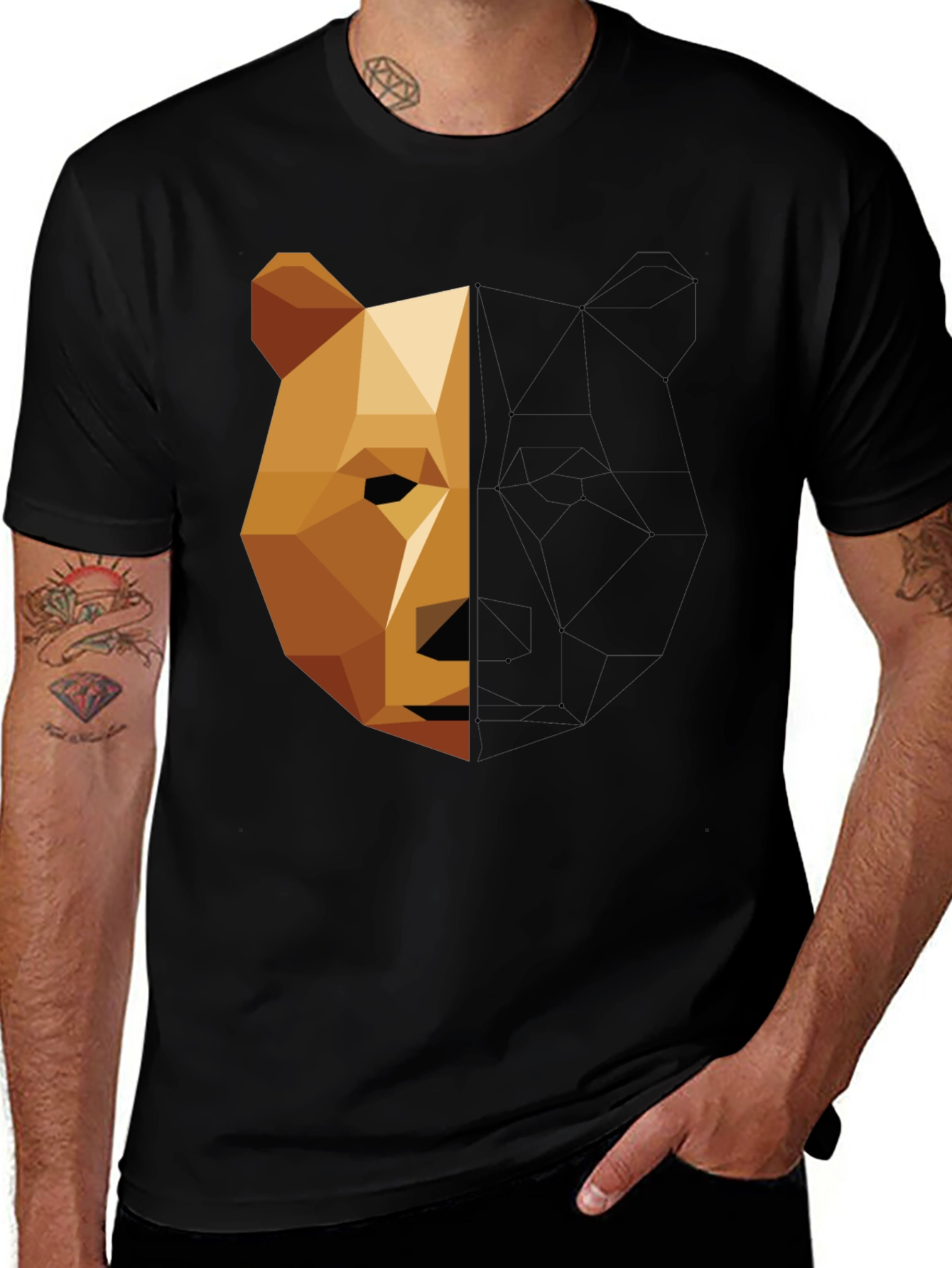 Variant 19 of Geometric Bear Graphic Tee - Modern Minimalist Design