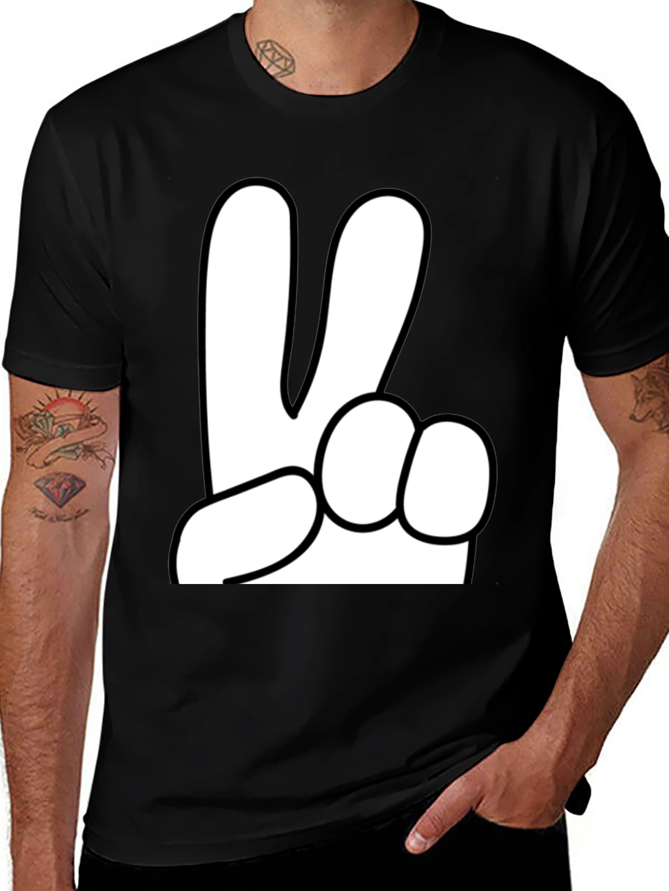Variant 19 of Peace Sign Black Graphic Tee