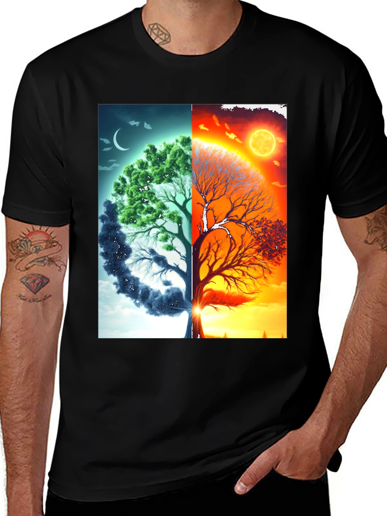 Day and Night Tree Graphic Tee
