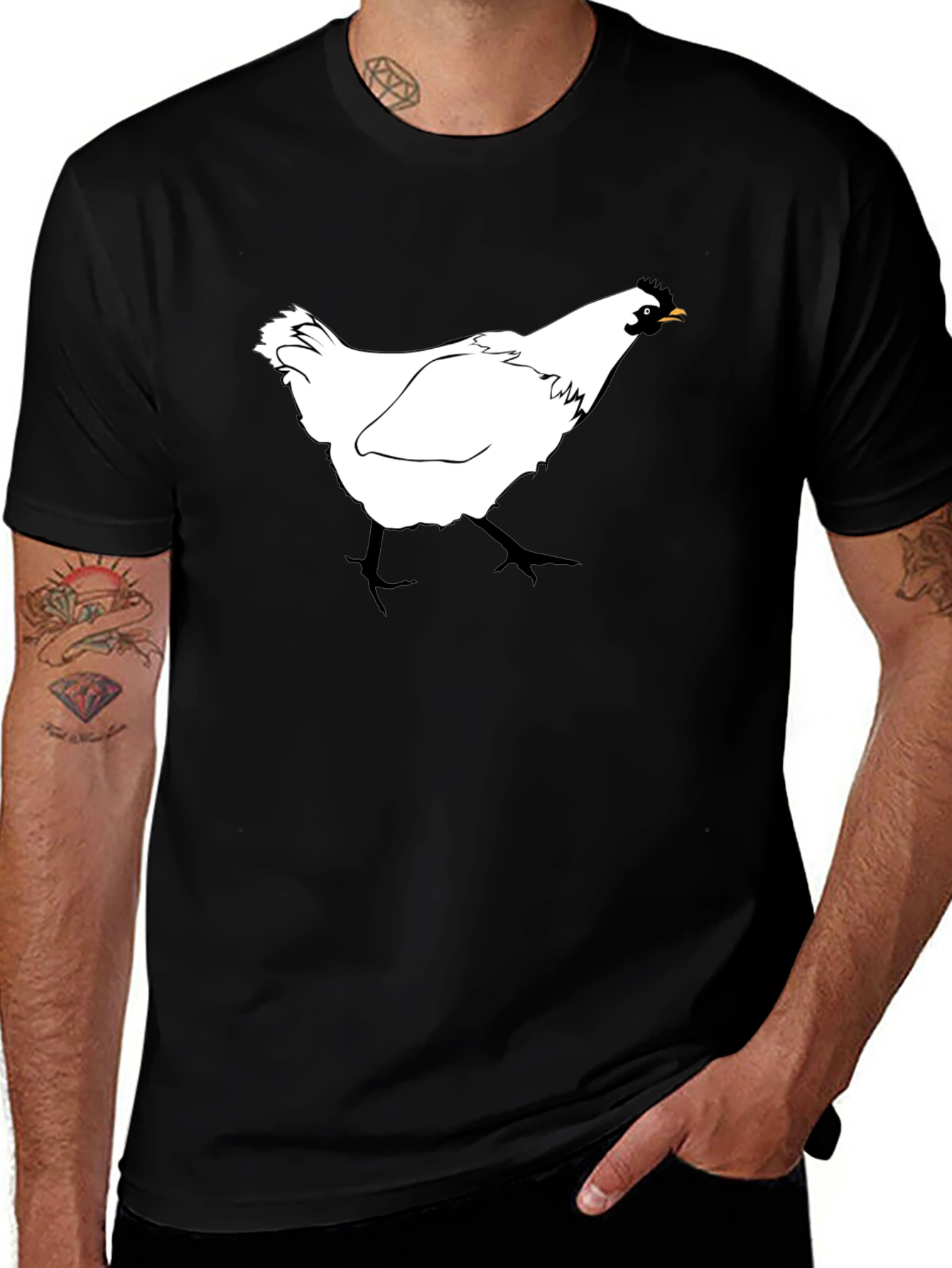 Variant 23 of Black Chicken T-Shirt - Farm Animal Graphic Tee