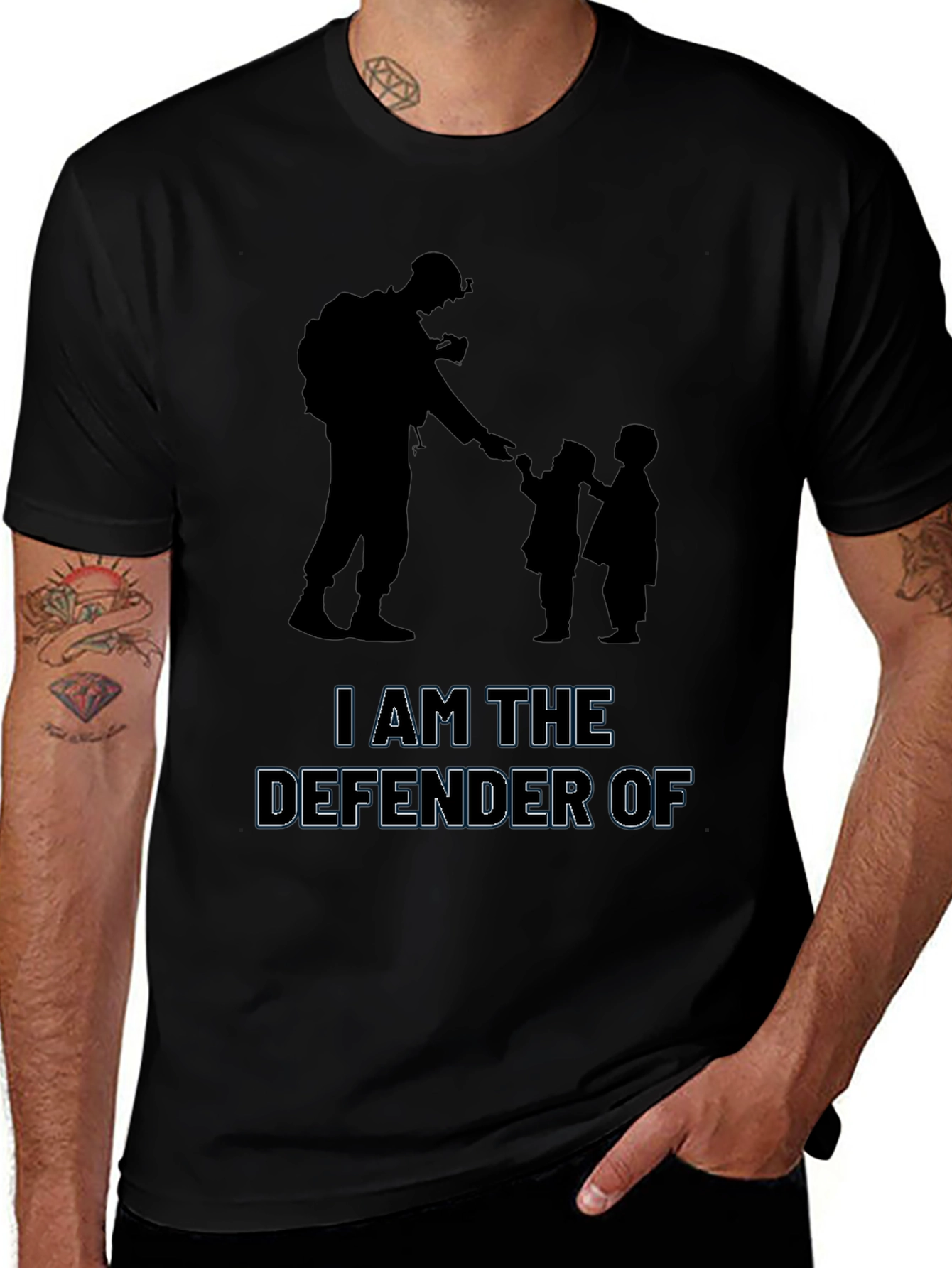 Defender Of T-Shirt: Military Father & Children