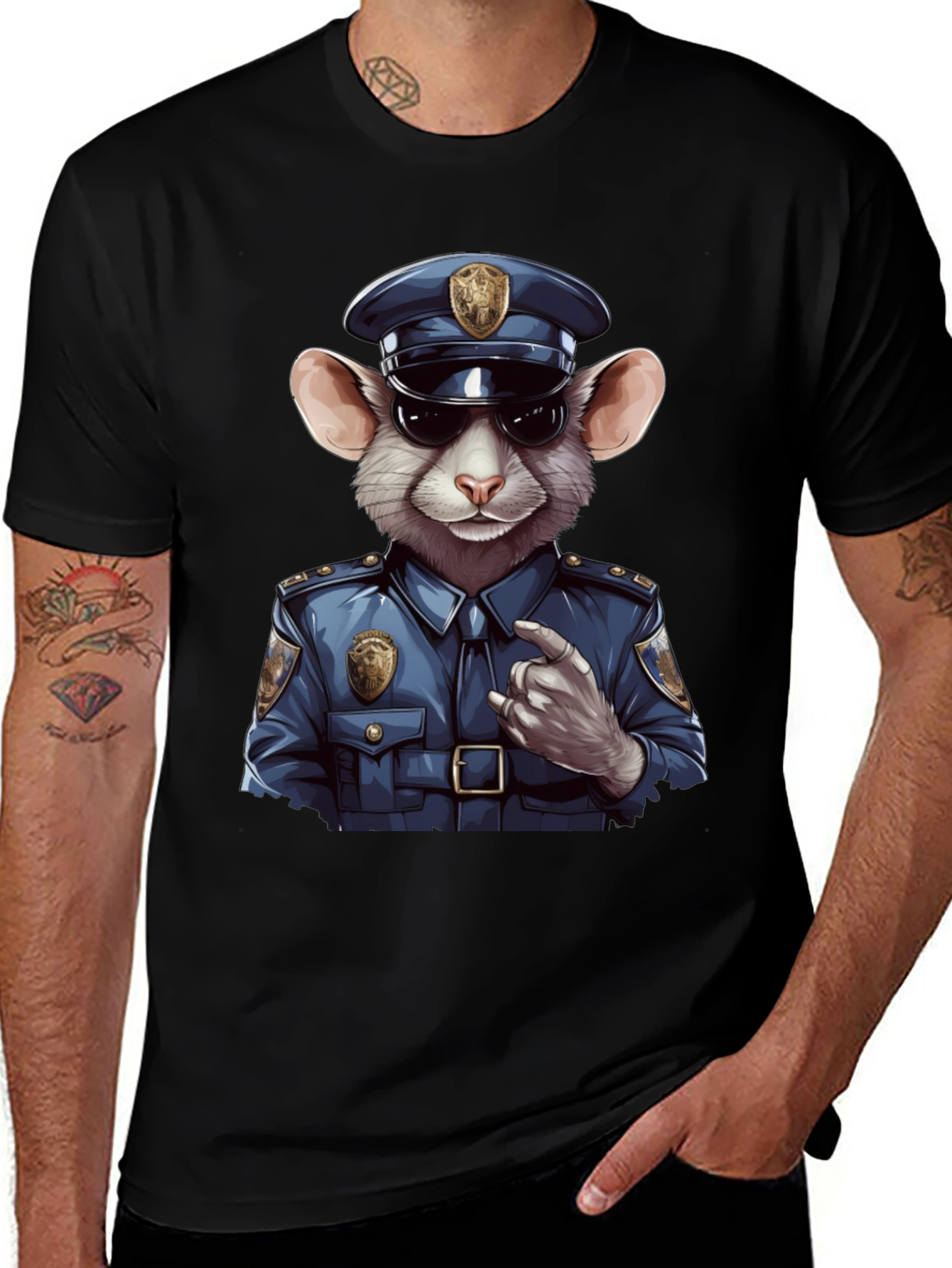 Variant 26 of Mouse Cop T-Shirt - Funny Cartoon Animal Tee