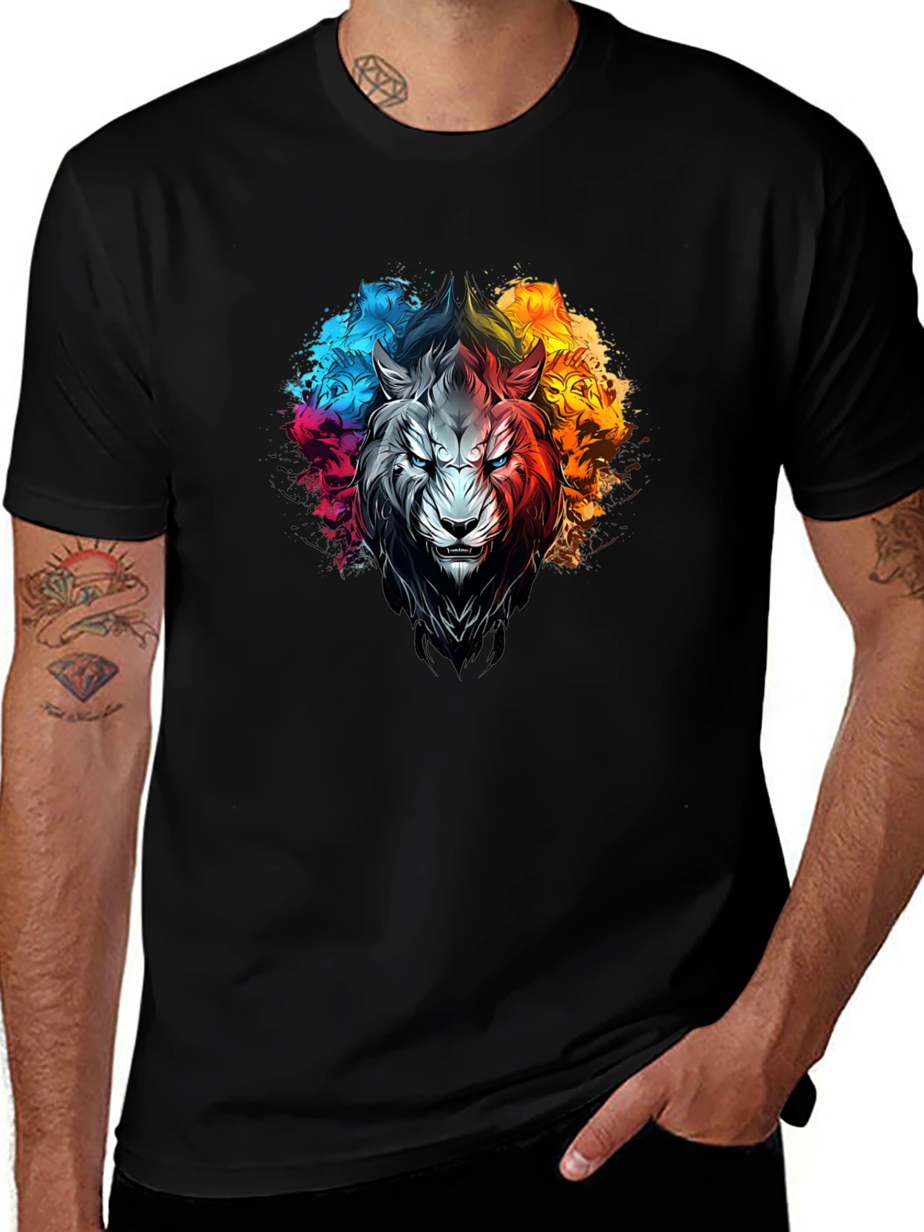 Variant 25 of Colorful Lion Graphic Print T-Shirt