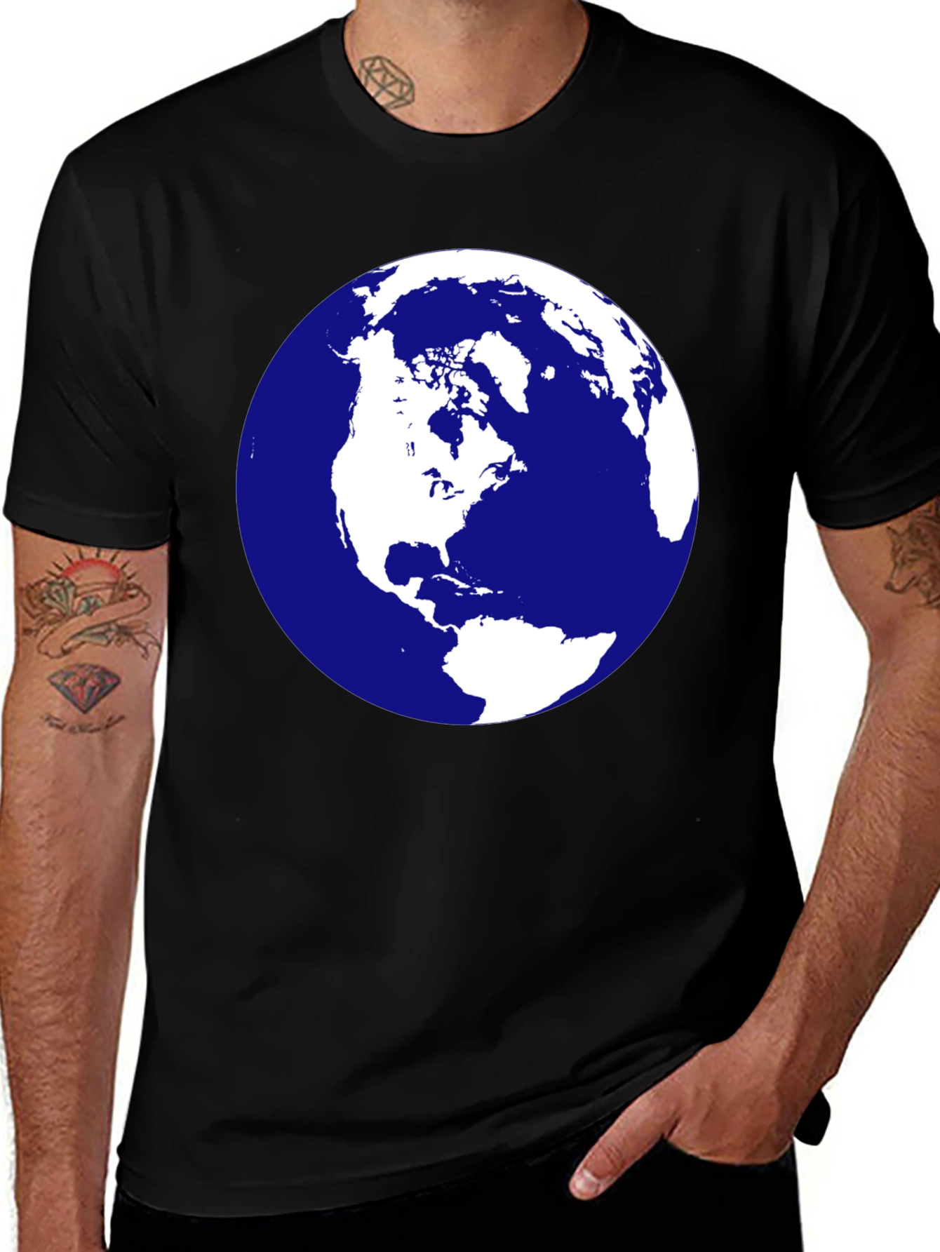 Camiseta Negra Mapa del Mundo