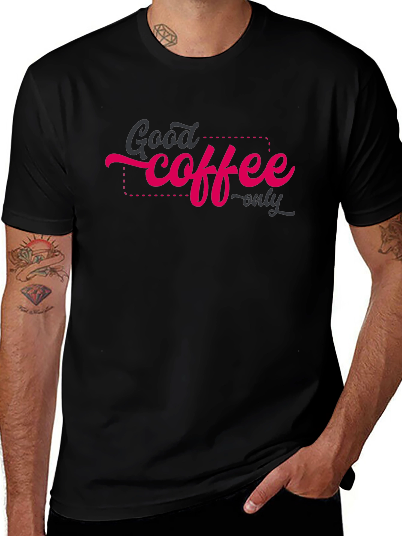 Variant 28 of Good Coffee Only T-Shirt - Black Crew Neck