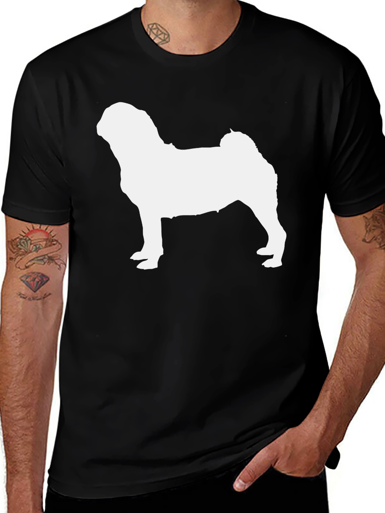 Variant 6 of Pug Silhouette Black T-Shirt