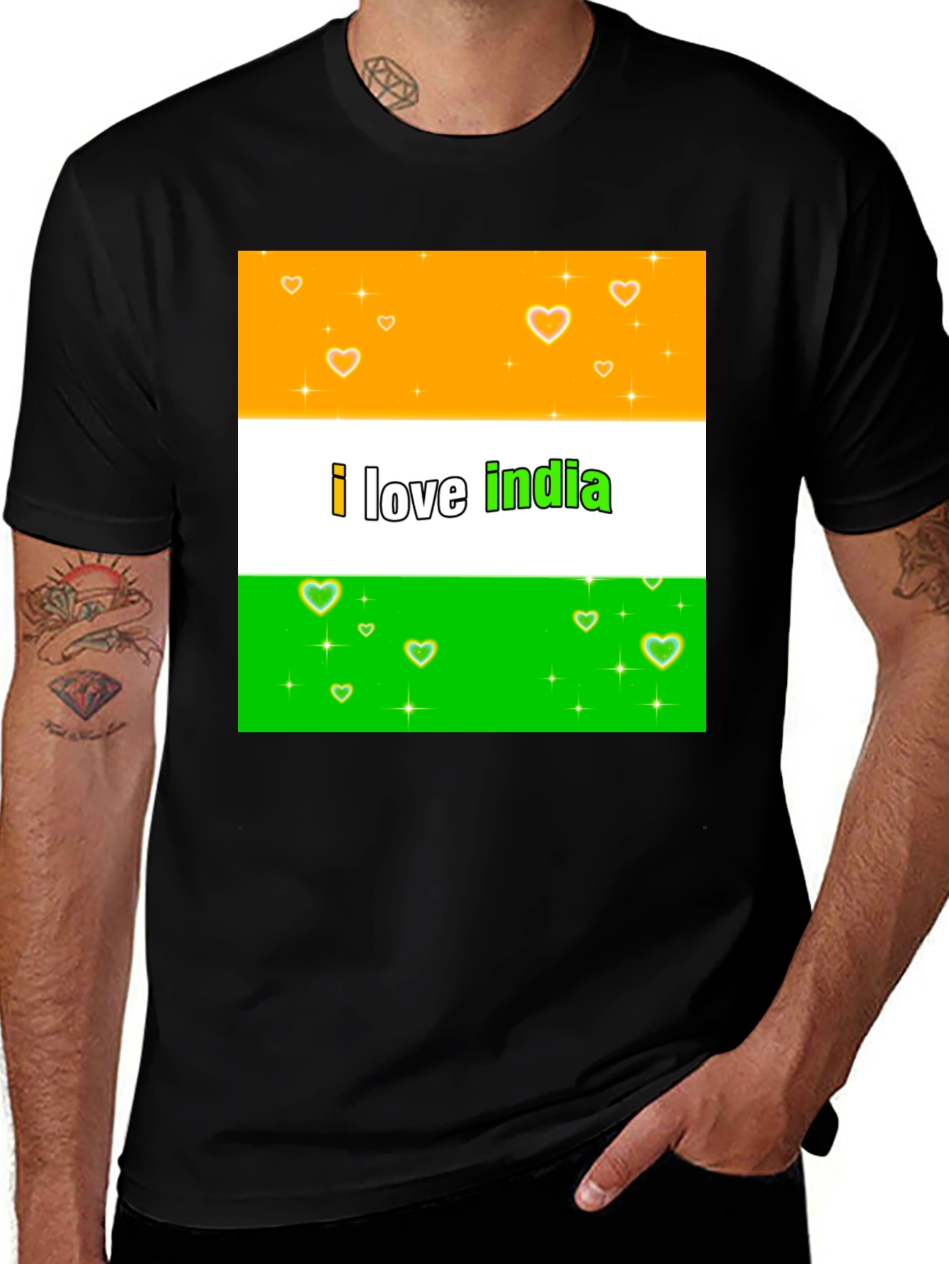 I Love India T-Shirt - Black Cotton Blend Tee