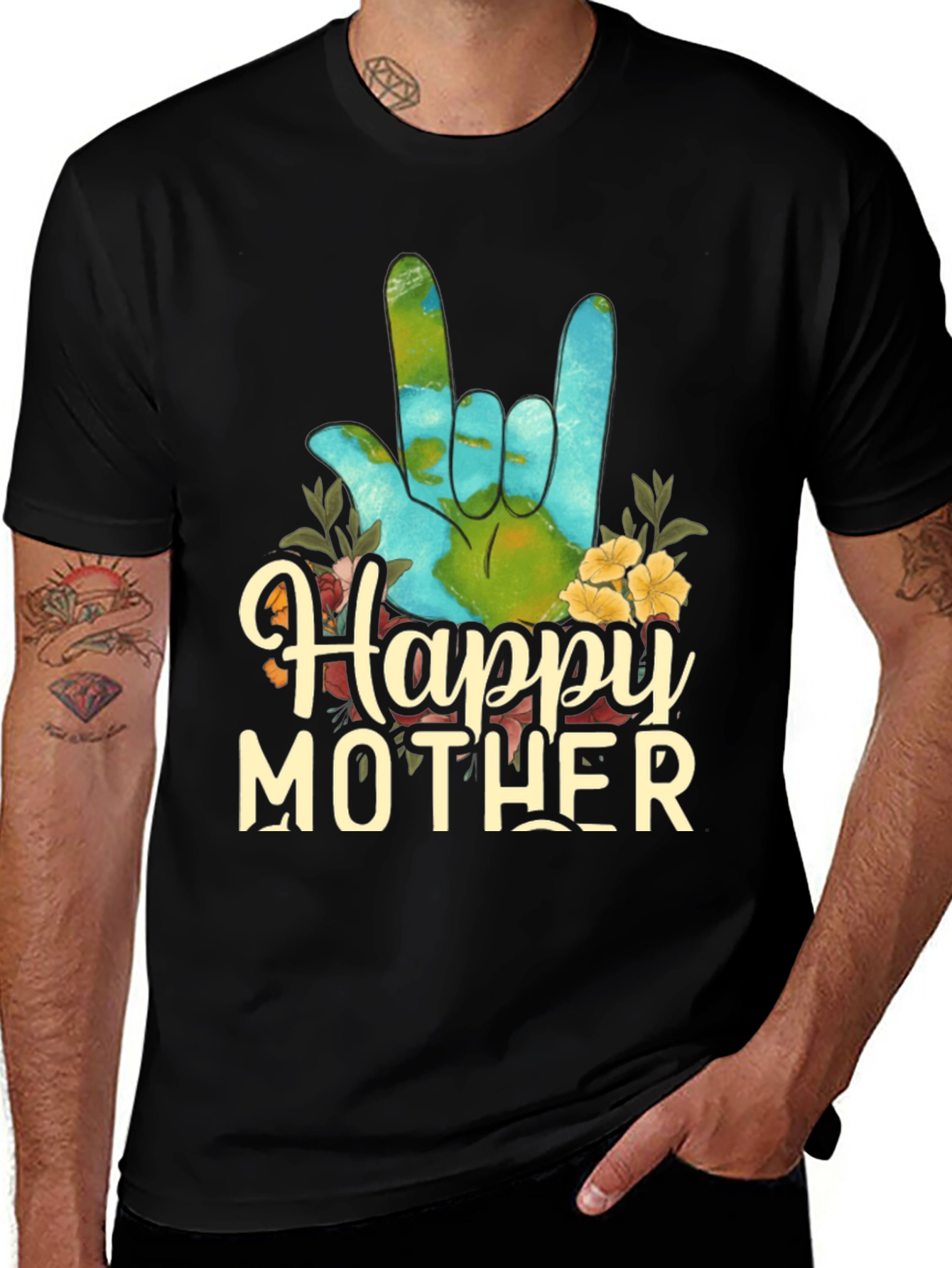 Happy Mother Earth T-Shirt, Love Hand Sign