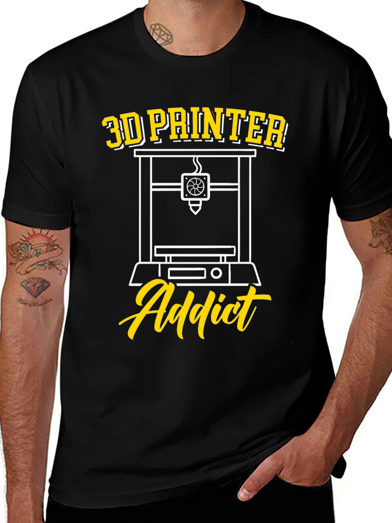 3D Printer Addict Black Graphic Tee
