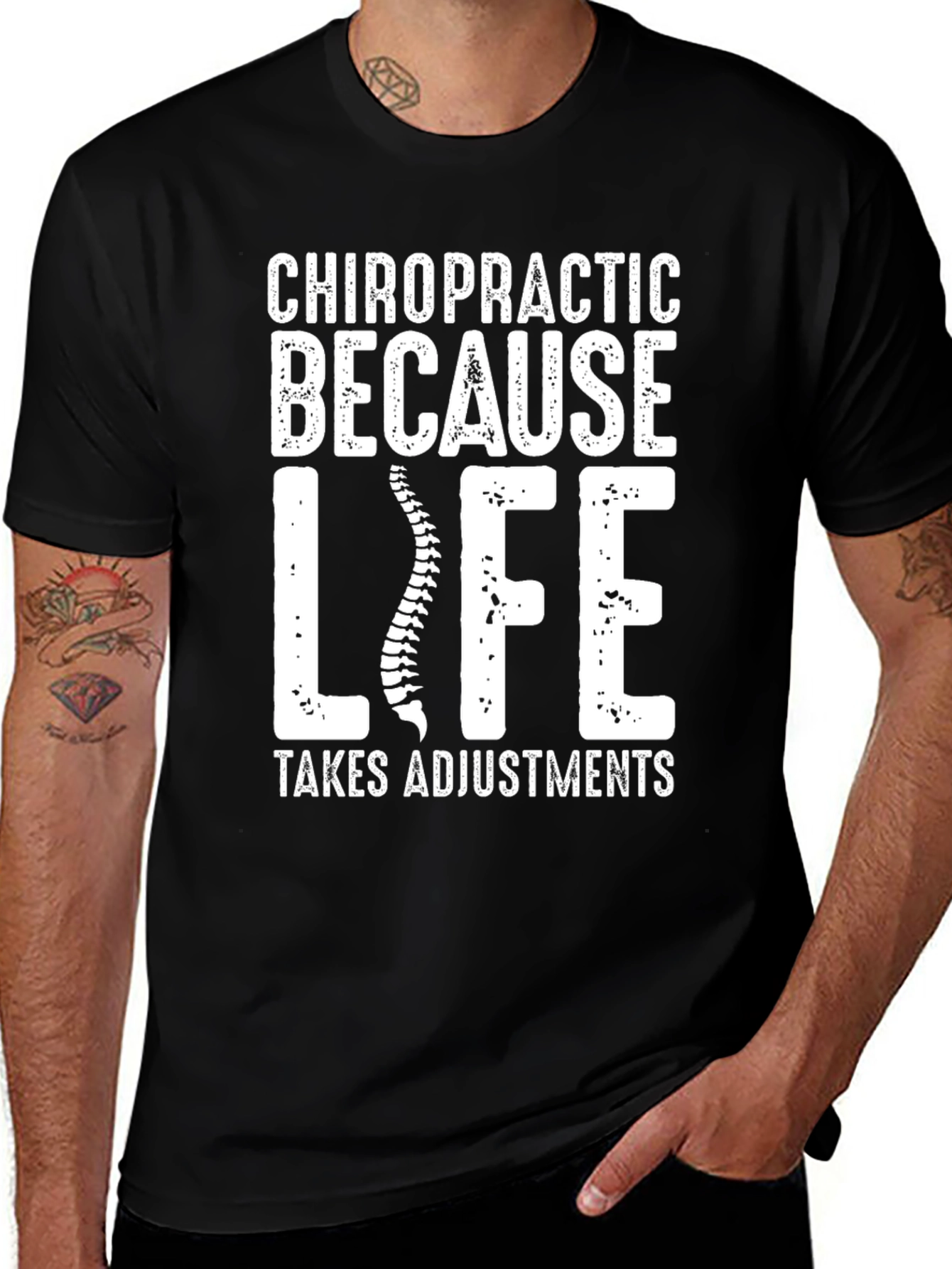 Variant 28 of Chiropractic Adjustment T-Shirt - Life Takes Adjustments Tee