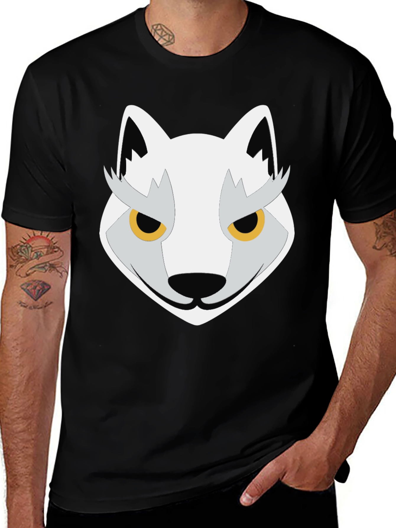 Variant 4 of Cool Wolf Graphic Tee - Black Cotton T-Shirt