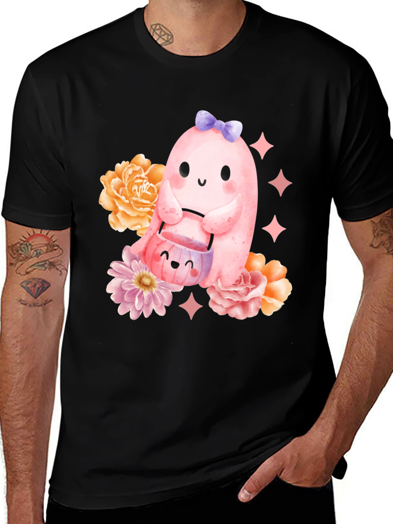 Variant 21 of Cute Pink Ghost Halloween T-Shirt