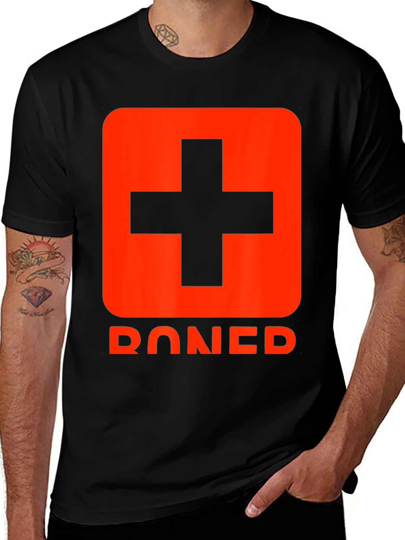 Red Cross T-Shirt - "Boned" Graphic Tee