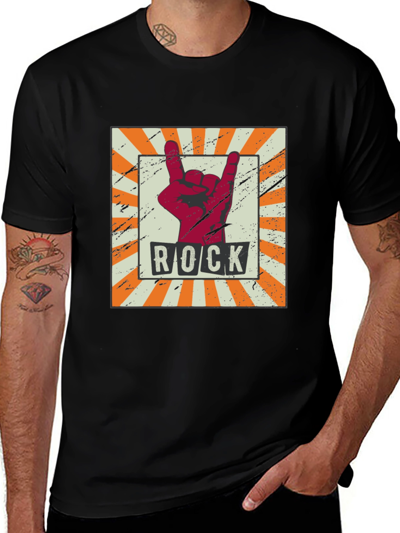 Variant 14 of Rock Hand Graphic T-Shirt - Vintage Style