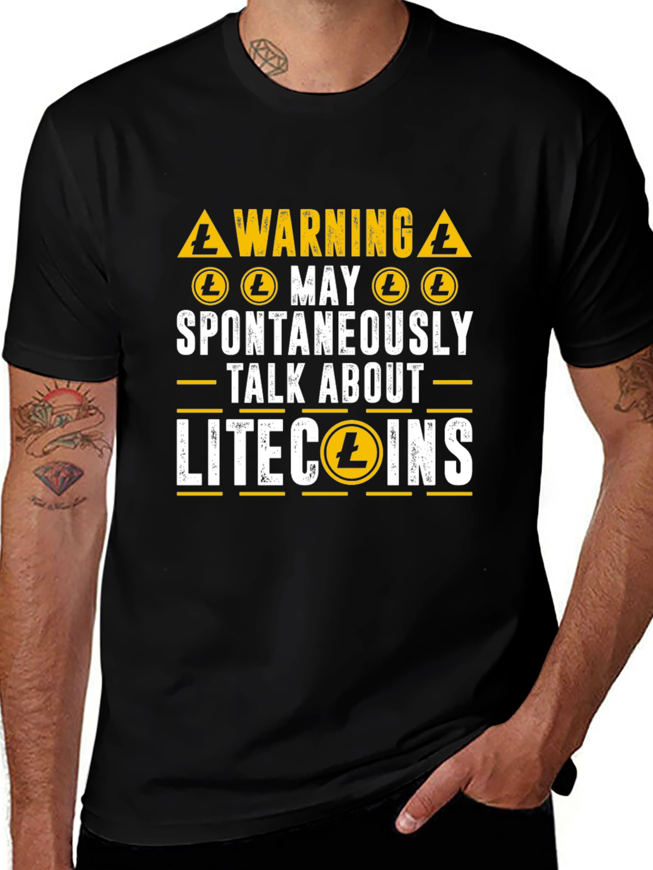 Variant 23 of Litecoin Crypto Warning T-Shirt - Spontaneously Talk