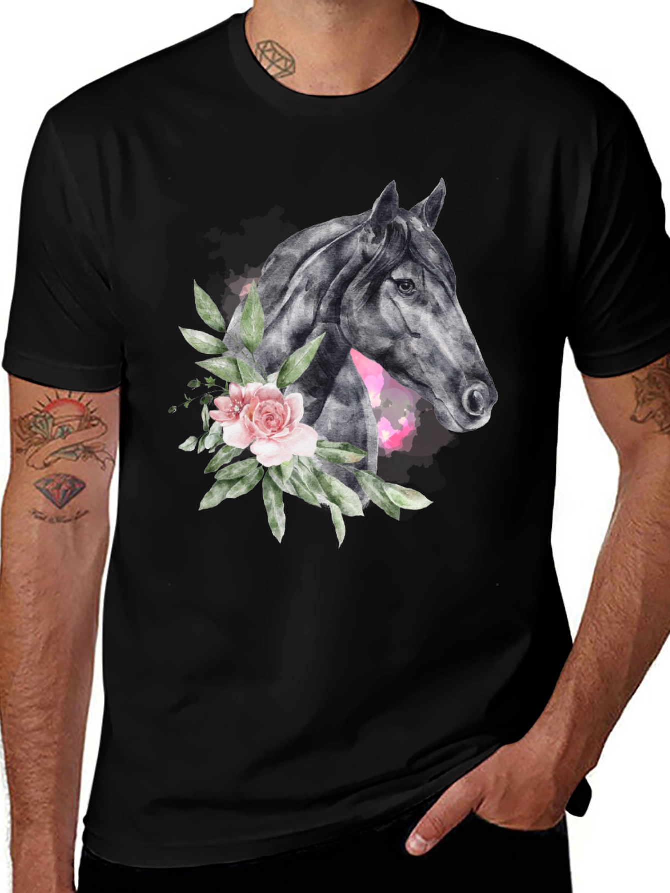 Variant 2 of Floral Horse Graphic Print T-Shirt