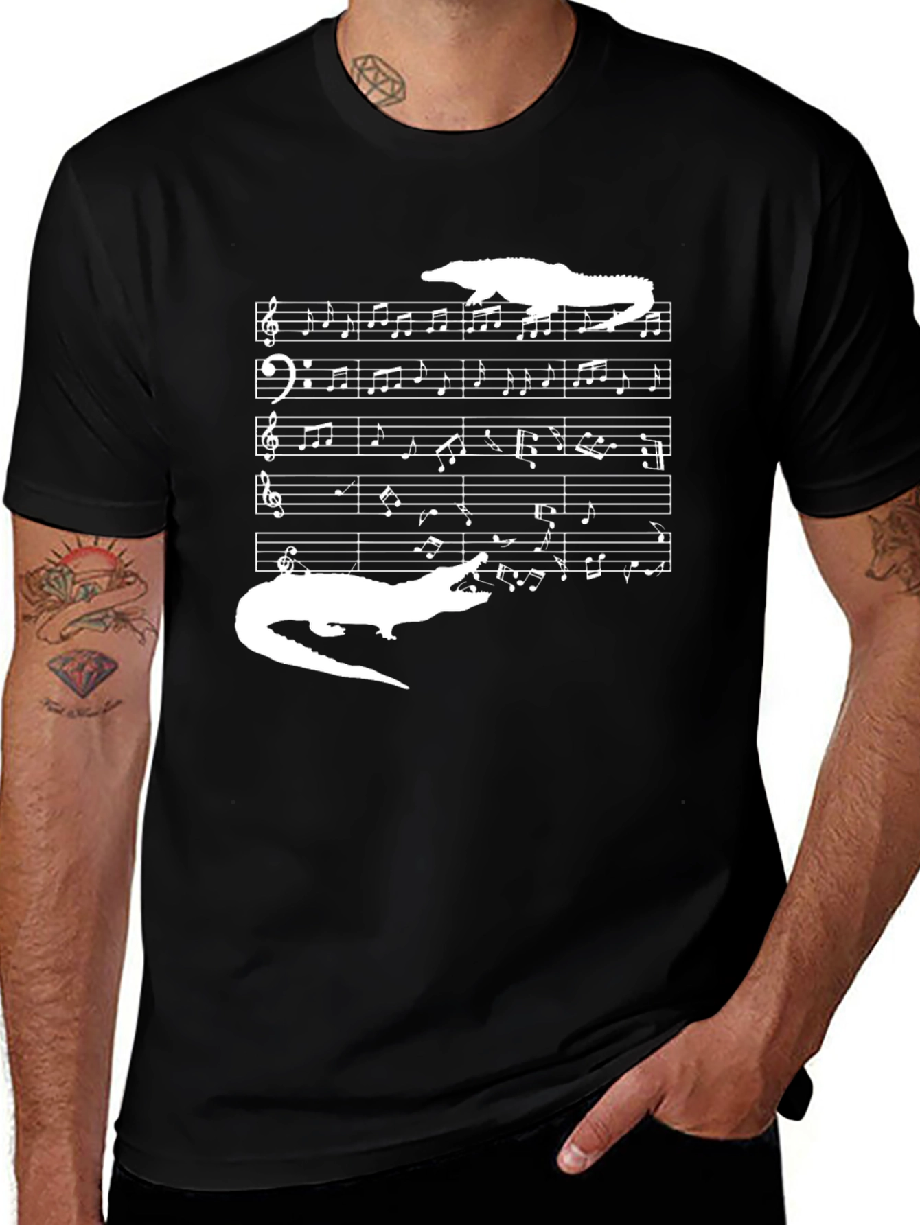 Variant 26 of Musical Alligator Black T-Shirt