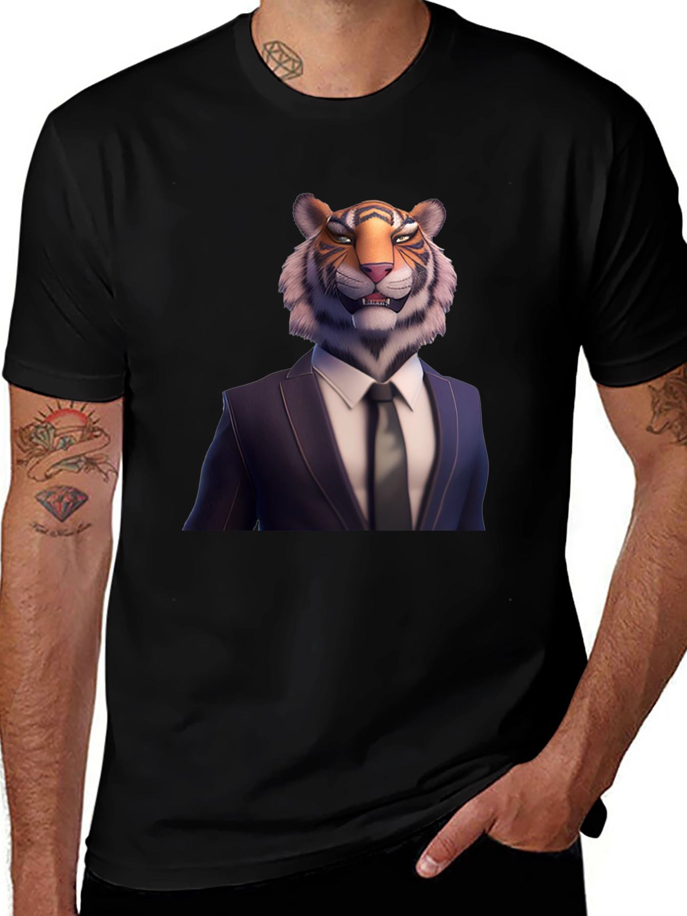 Variant 30 of Tiger Head Suit T-Shirt | Unique Graphic Tee