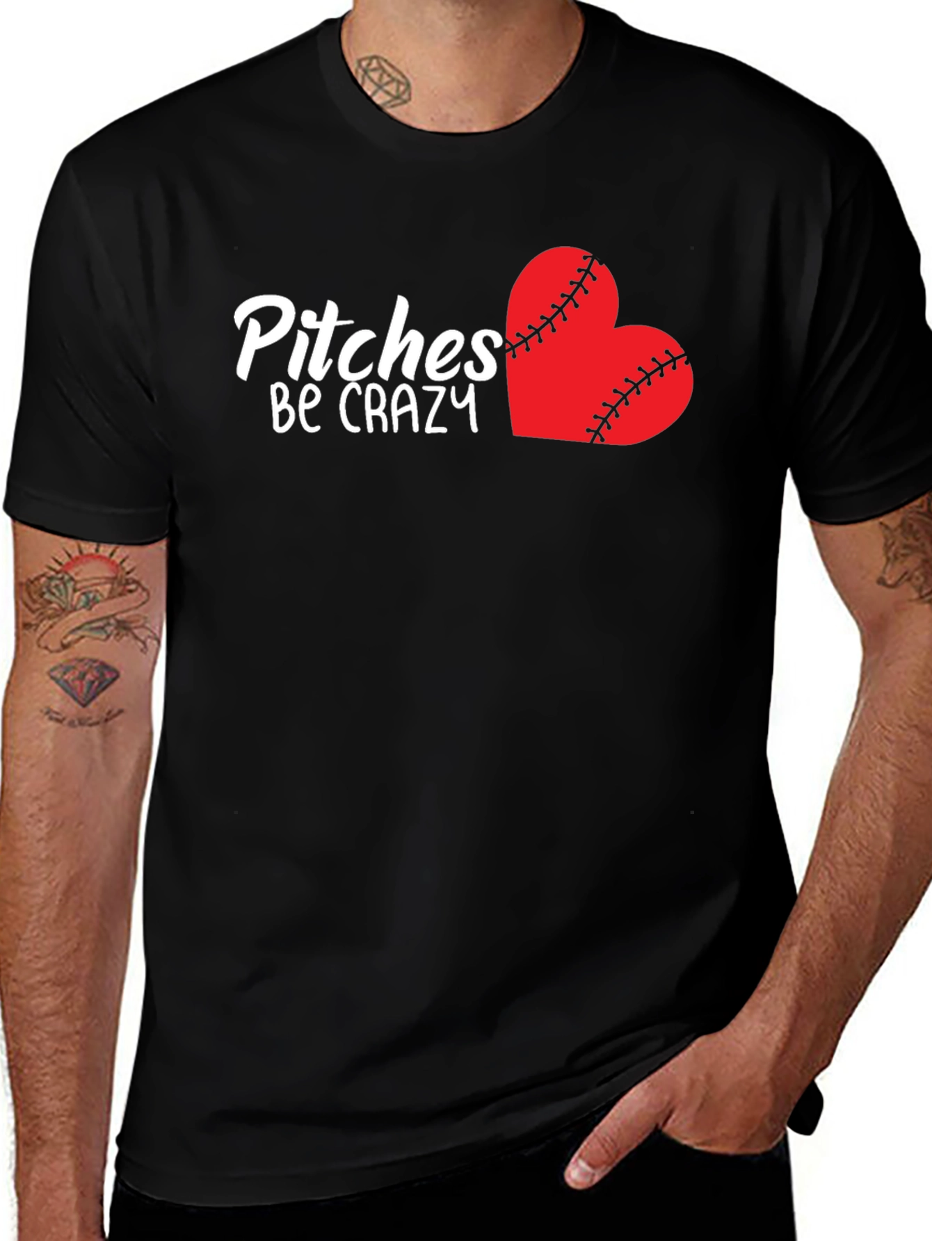 Variant 12 of Pitches Be Crazy Baseball Heart T-Shirt