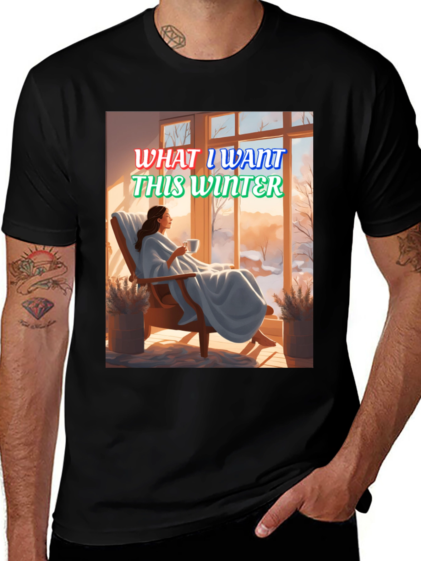 Variant 27 of Winter Wish T-Shirt: Cozy Scene Graphic Tee