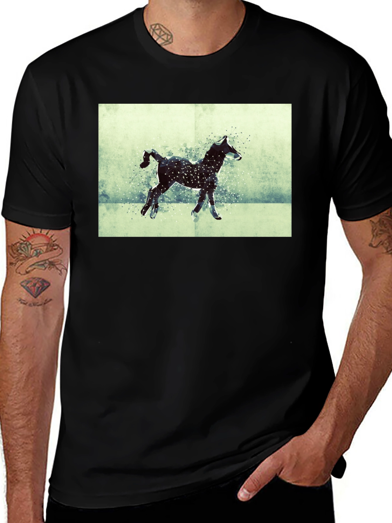 Horse Silhouette Graphic Black T-Shirt