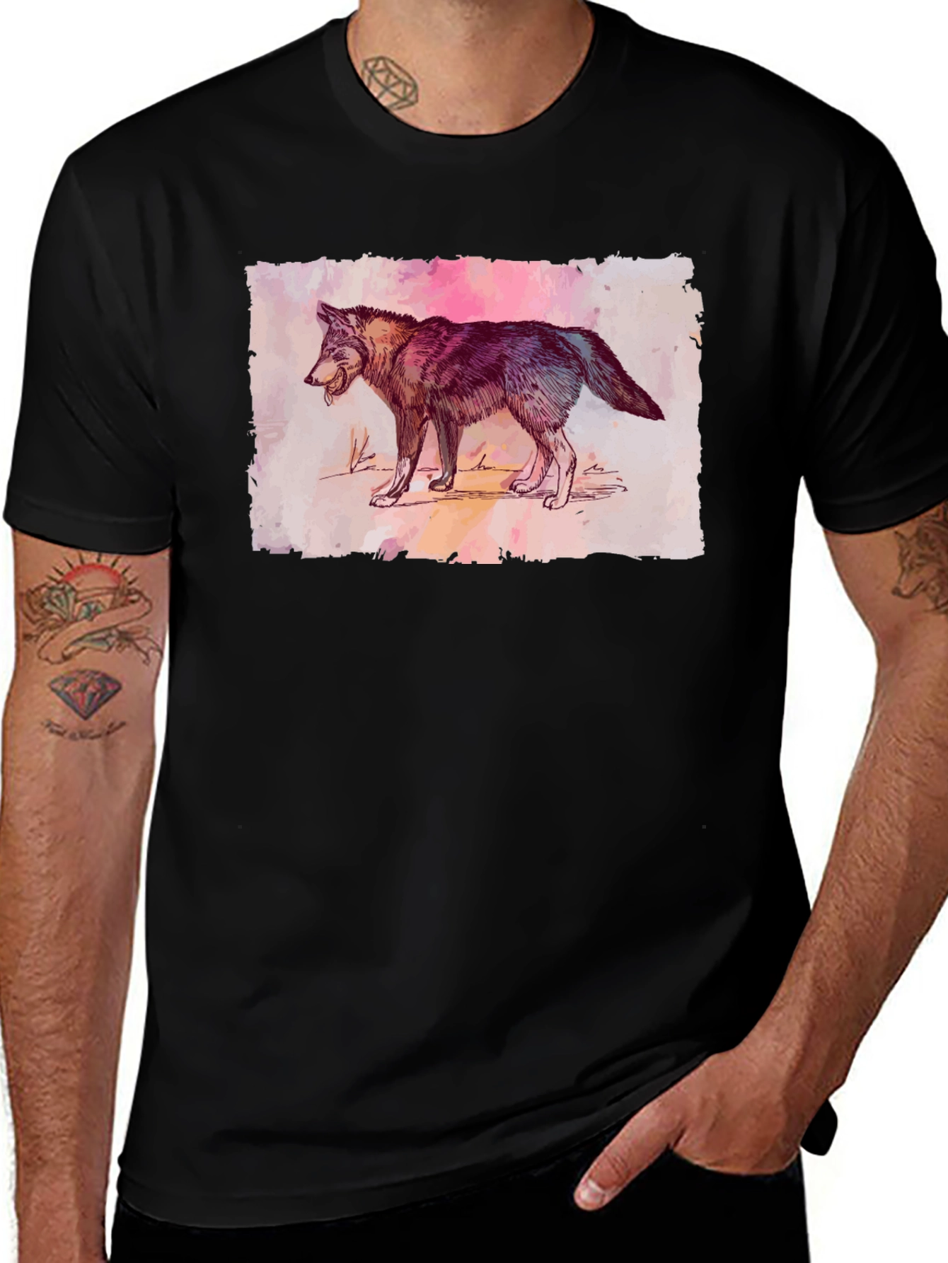 Variant 30 of Wolf Graphic Print Black T-Shirt