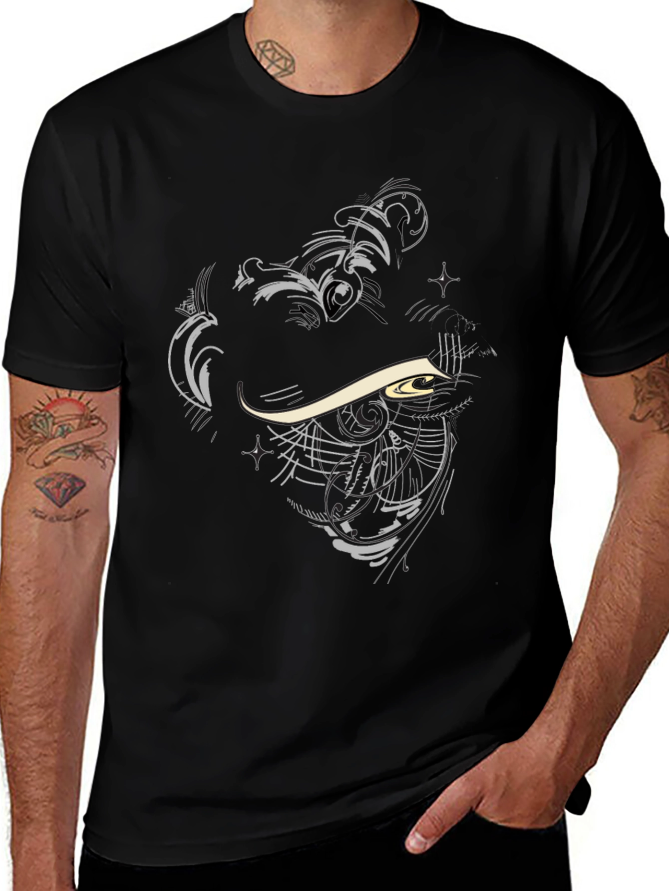 Abstract Eye Design Black T-Shirt