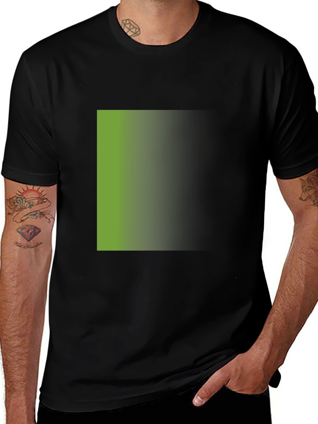 Variant 30 of Stylish Black T-Shirt with Green Fade Design