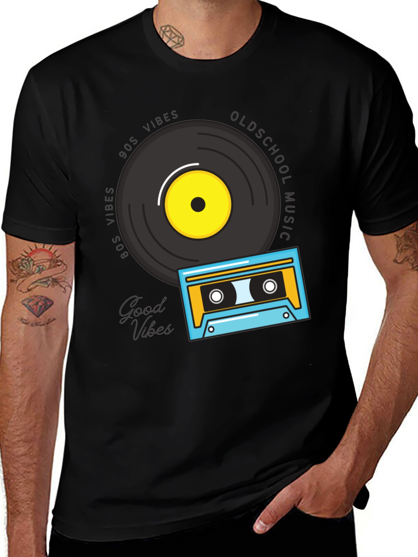 Variant 21 of Retro Music Vibes T-Shirt: Vinyl & Cassette Design