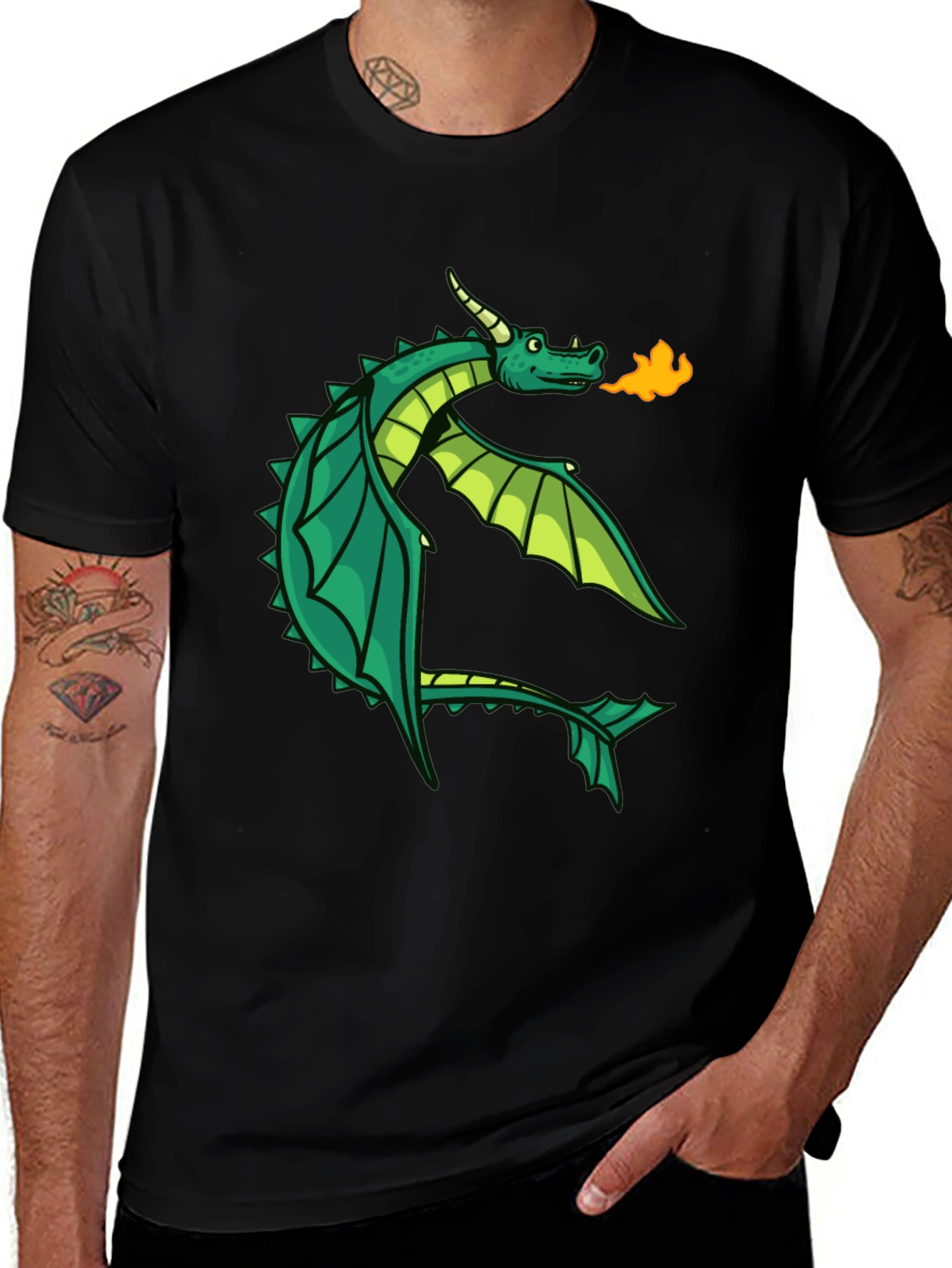 Variant 26 of Dragon Graphic Tee - Black Cotton T-Shirt