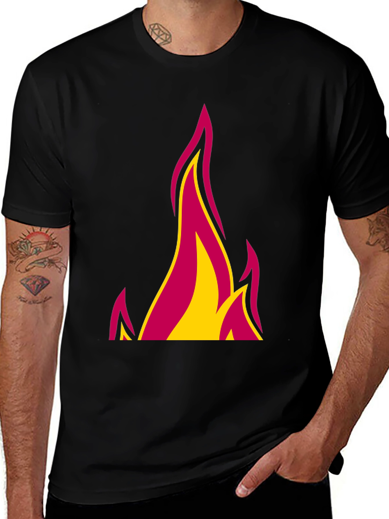Variant 5 of Bold Flame Graphic Black T-Shirt