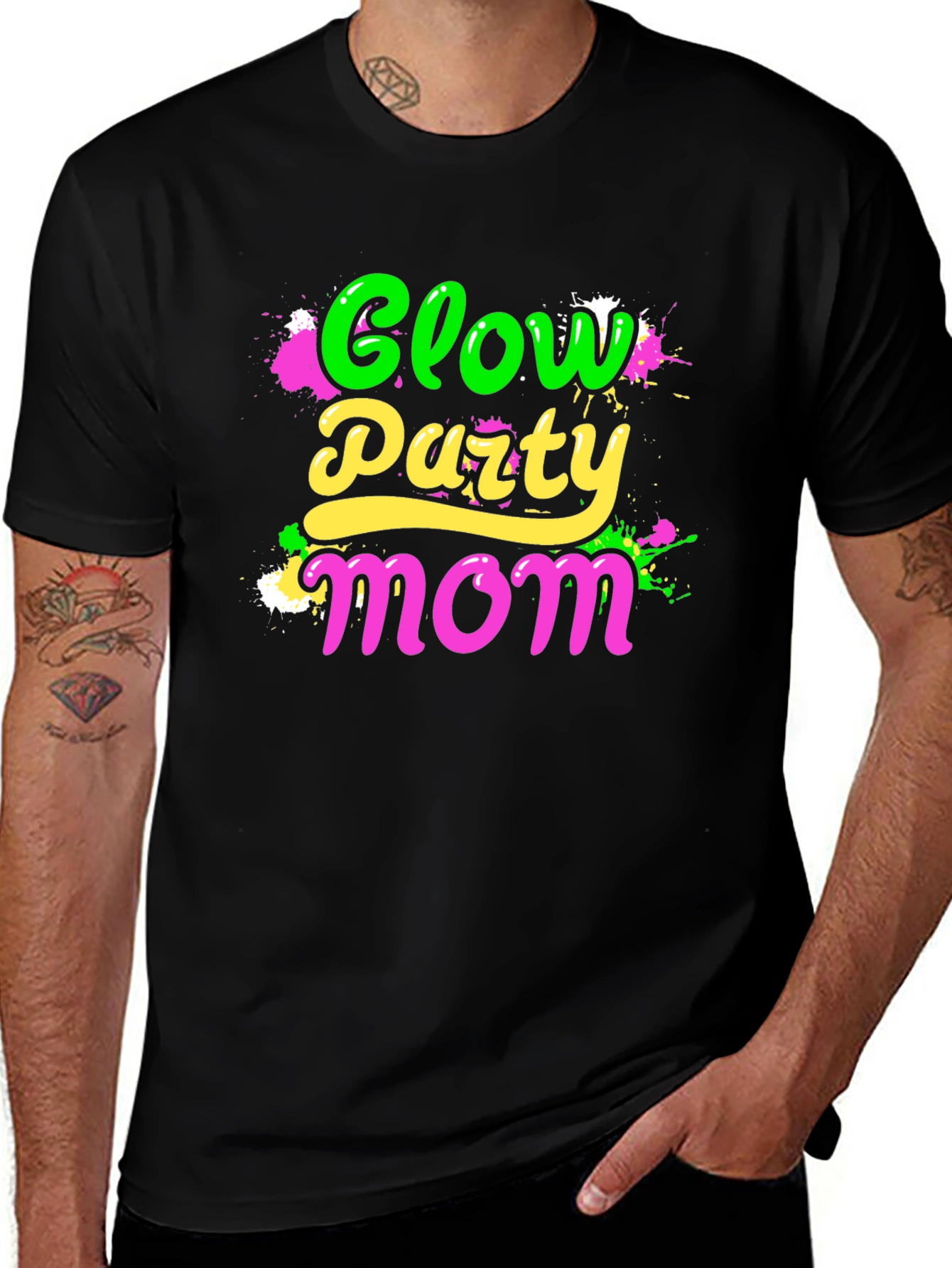 Glow Party Mom Black T-Shirt