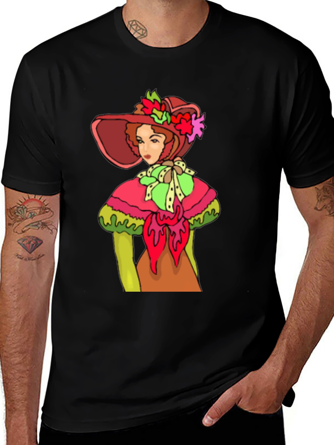 Variant 5 of Vintage Lady Graphic Tee - Unique Art T-Shirt