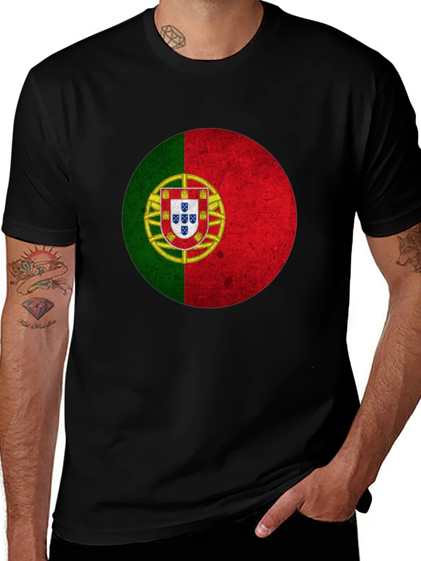 Portugal Flag Graphic Tee - Mens Black T-Shirt