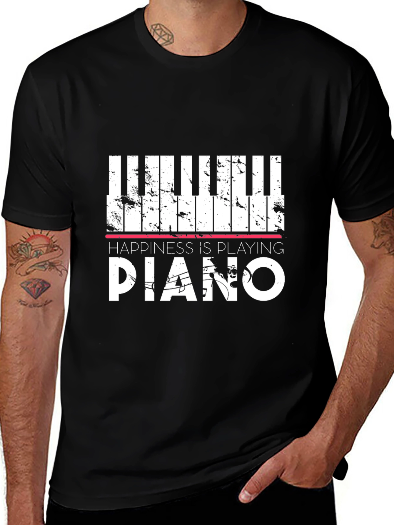 Variant 3 of Happiness is Playing Piano T-Shirt