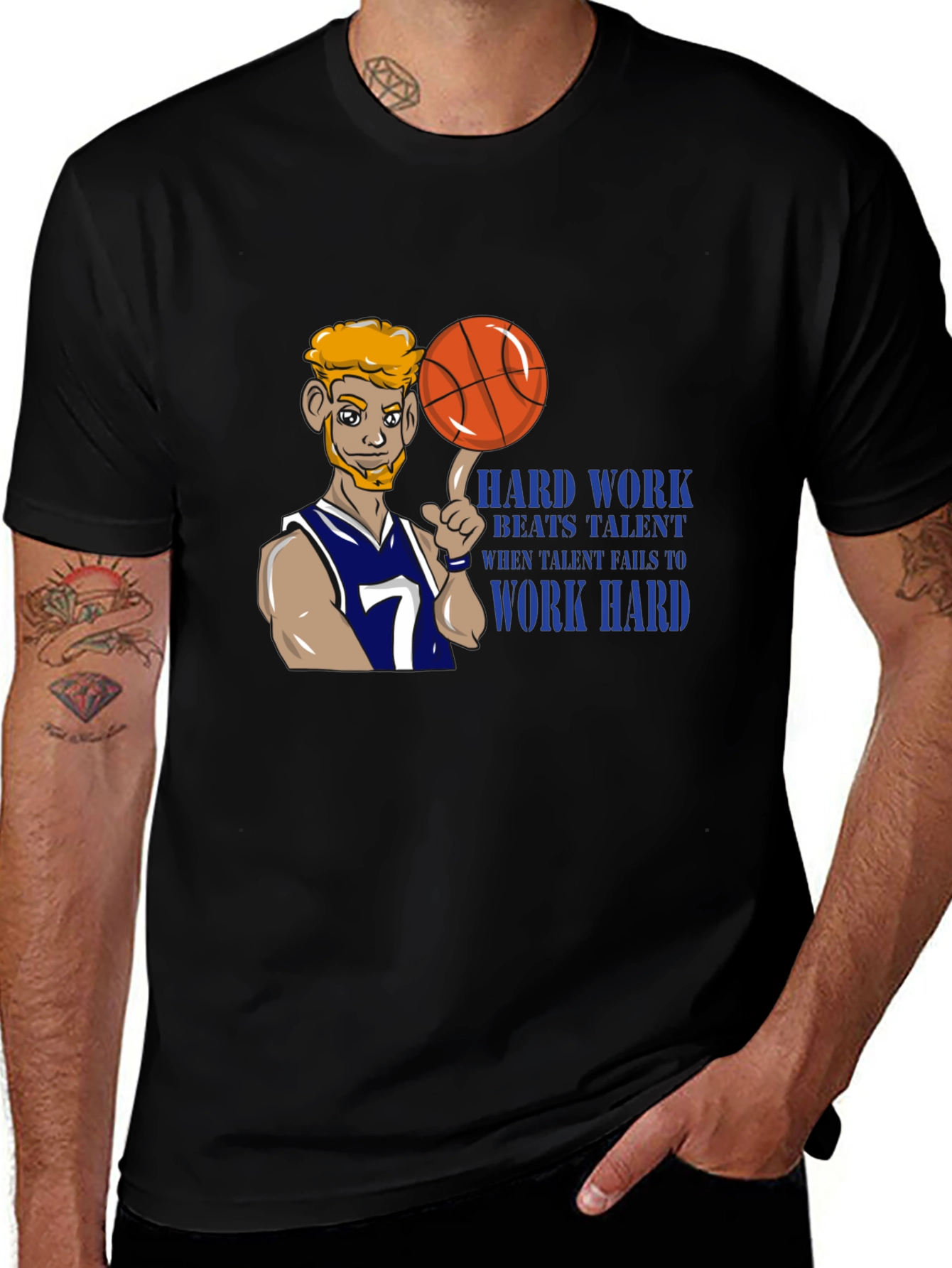 Variant 18 of Basketball Player Graphic T-Shirt - Hard Work Beats Talent