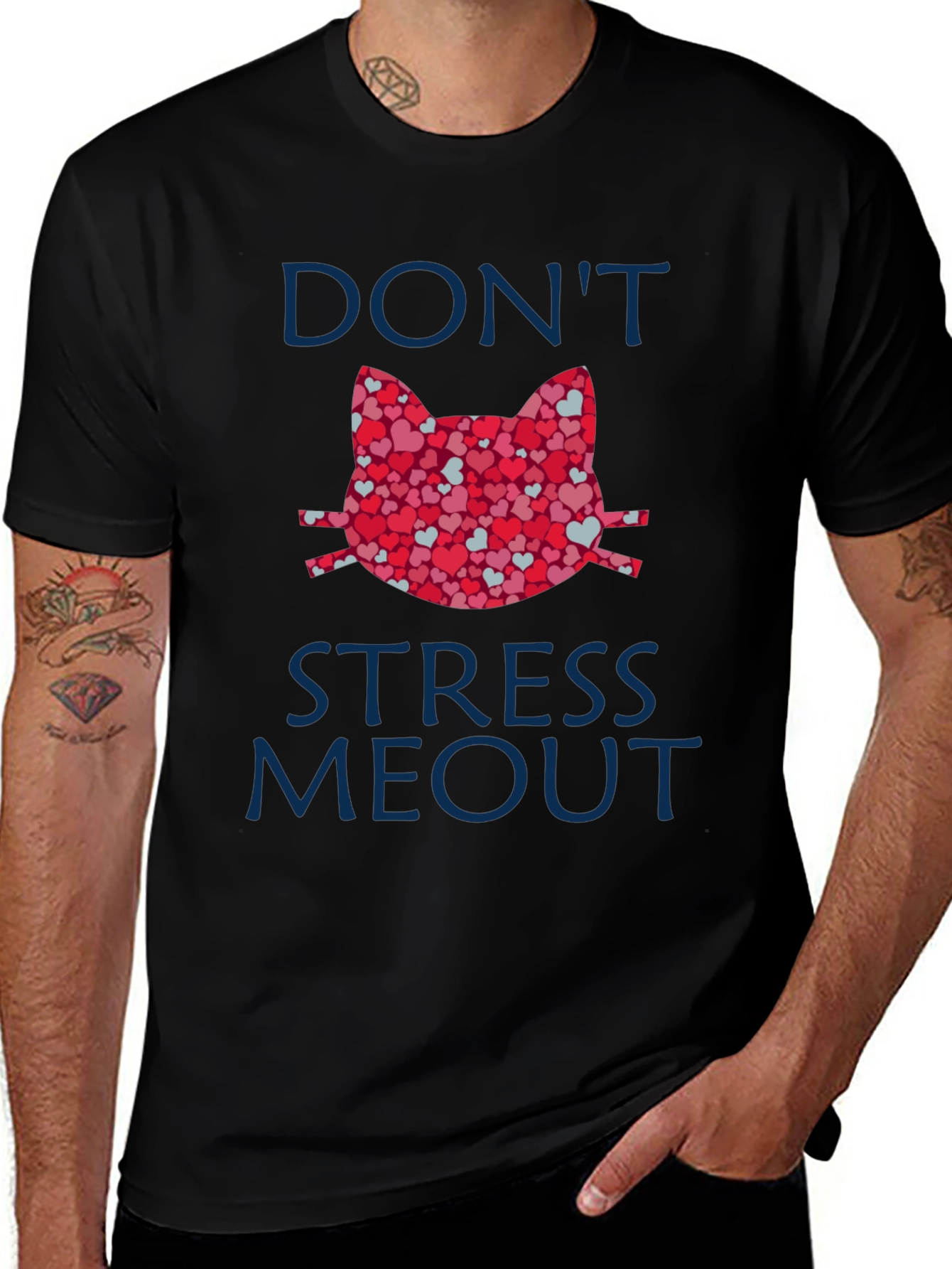 Variant 15 of Don't Stress Meout Cat Heart T-Shirt