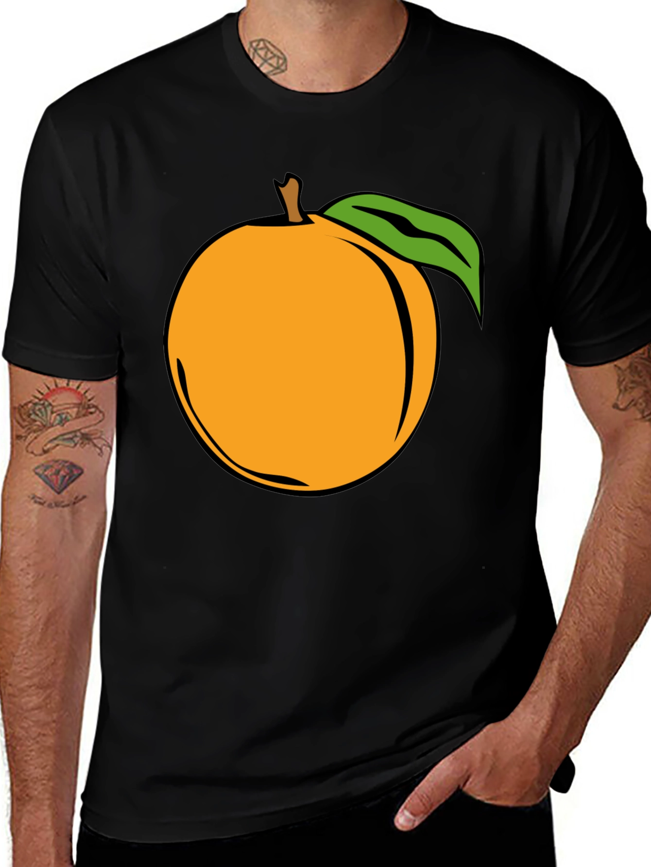 Peach Graphic Black T-Shirt