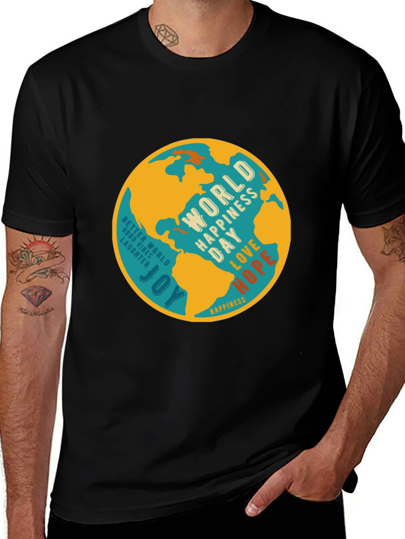 Black World Happiness Day Graphic Tee - Unisex main image