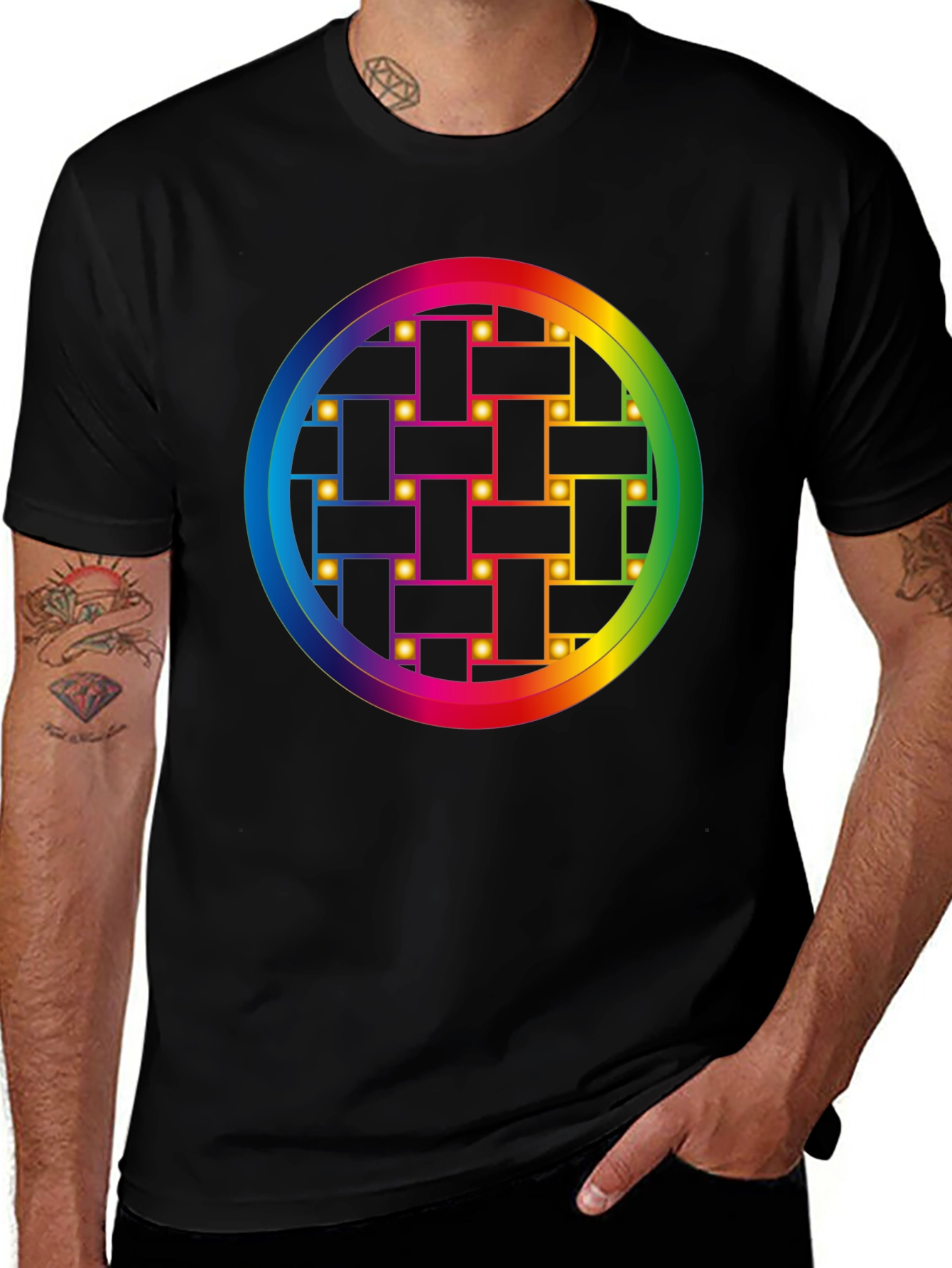 Variant 27 of Rainbow Weave Circle Graphic T-Shirt