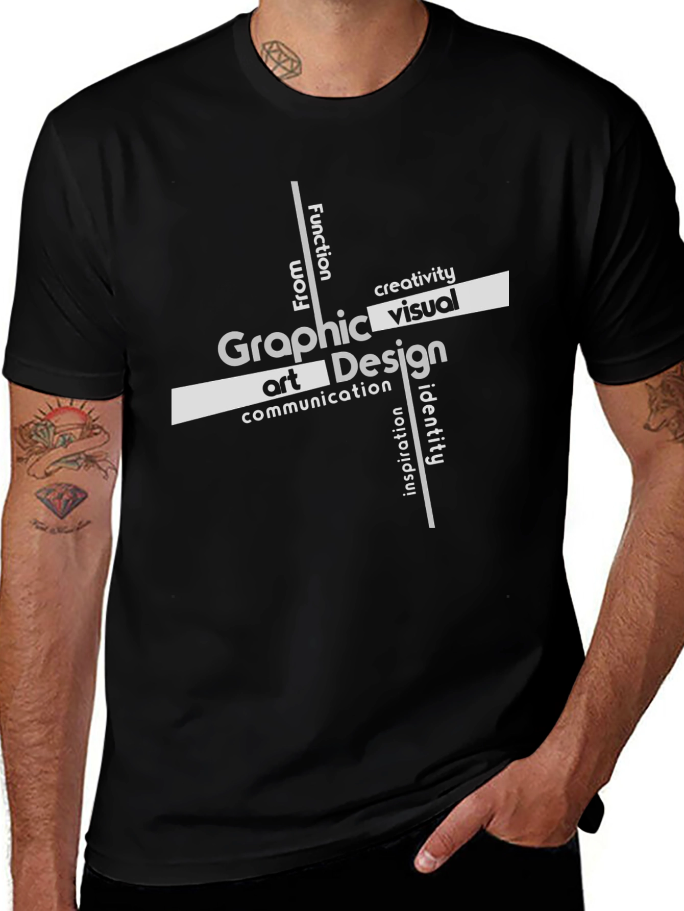 Variant 10 of Graphic Design Word Art Black T-Shirt
