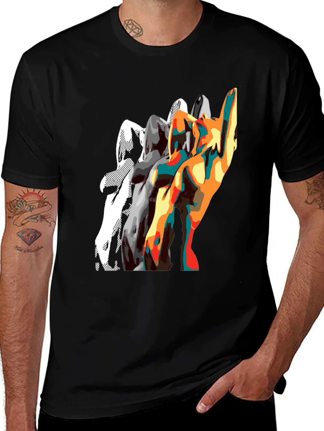 Variant 28 of Abstract Silhouette Graphic Men's Black T-Shirt