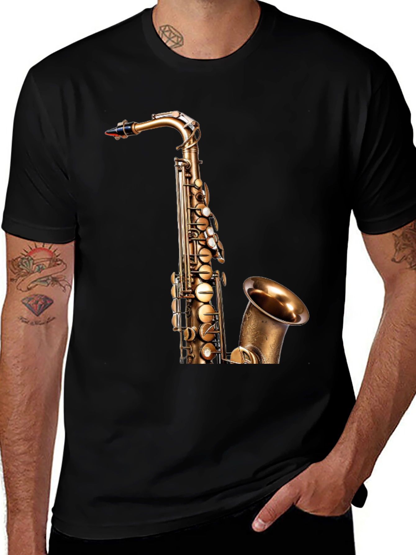 Variant 6 of Saxophone Graphic Black T-Shirt - Music Lover Tee