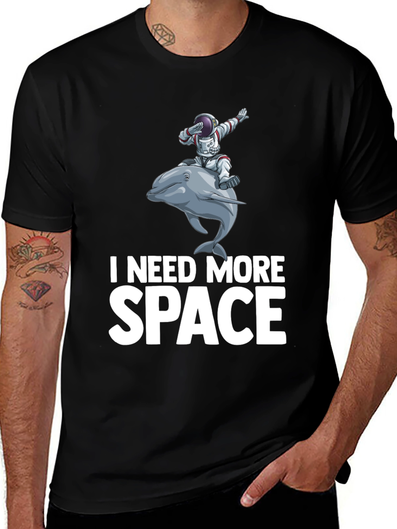 Variant 8 of I Need More Space T-Shirt - Astronaut Dolphin Ride