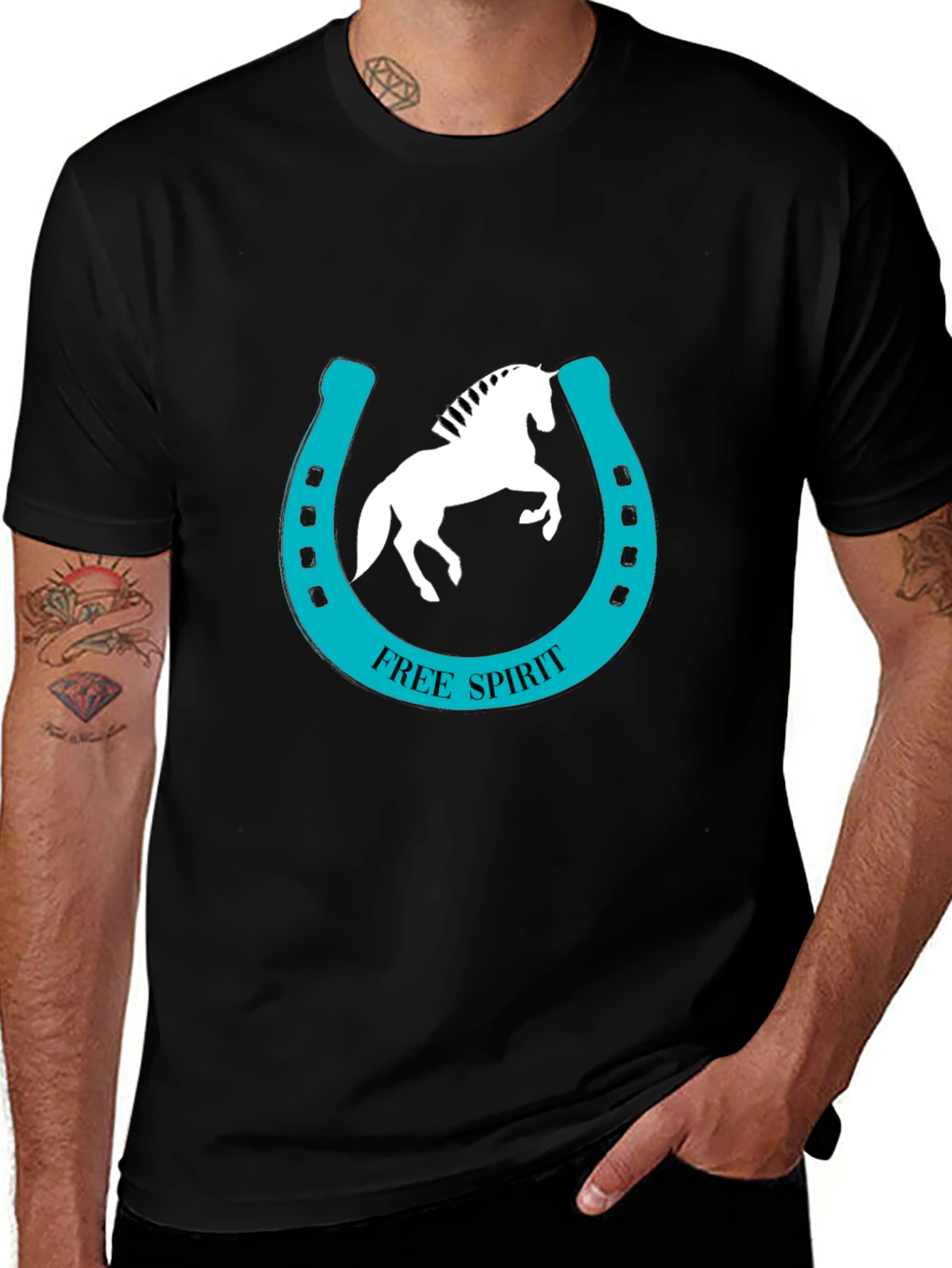 Variant 8 of Free Spirit Horse Graphic Tee - Black