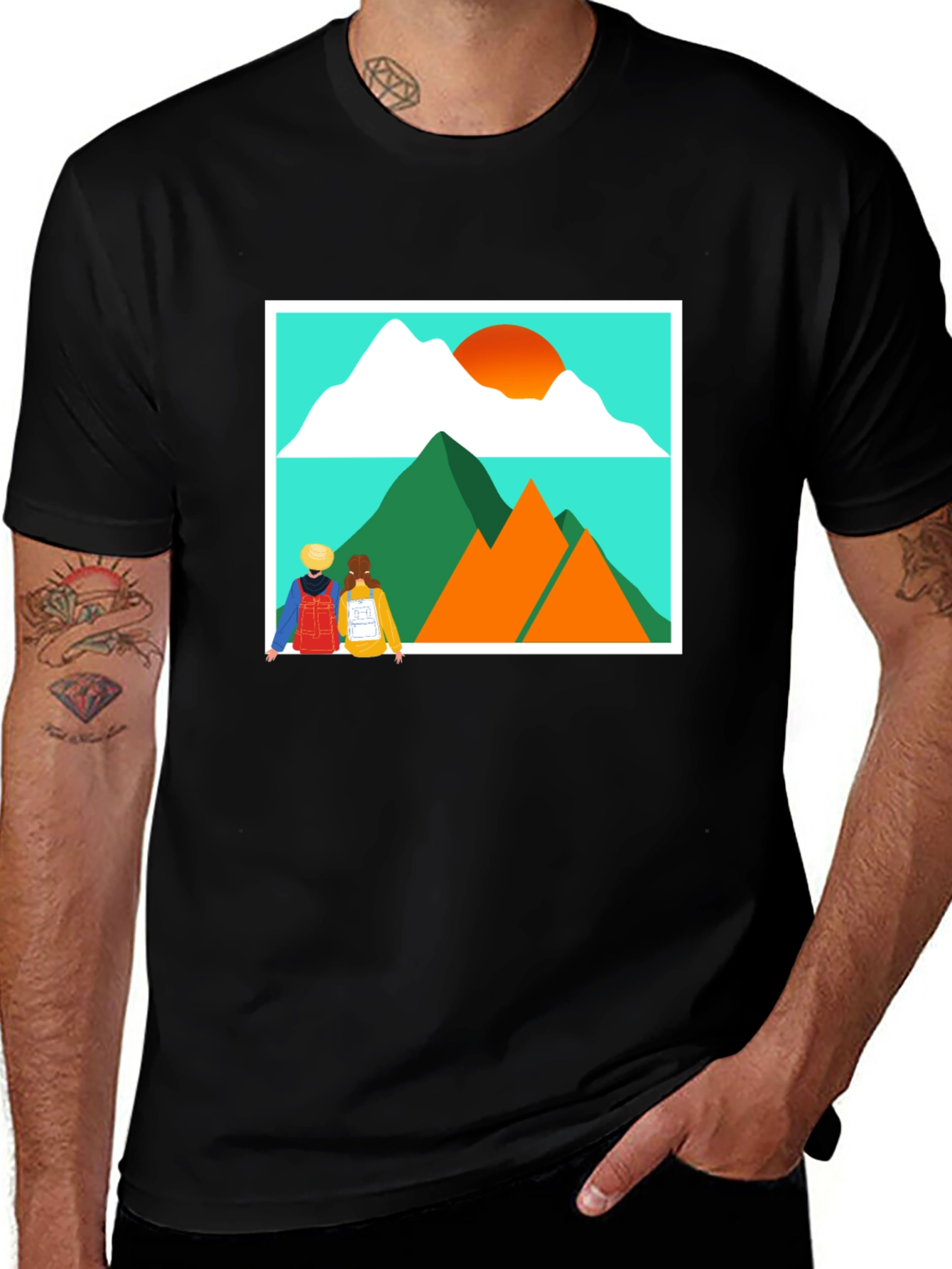 Variant 2 of Mountain Graphic Black T-Shirt
