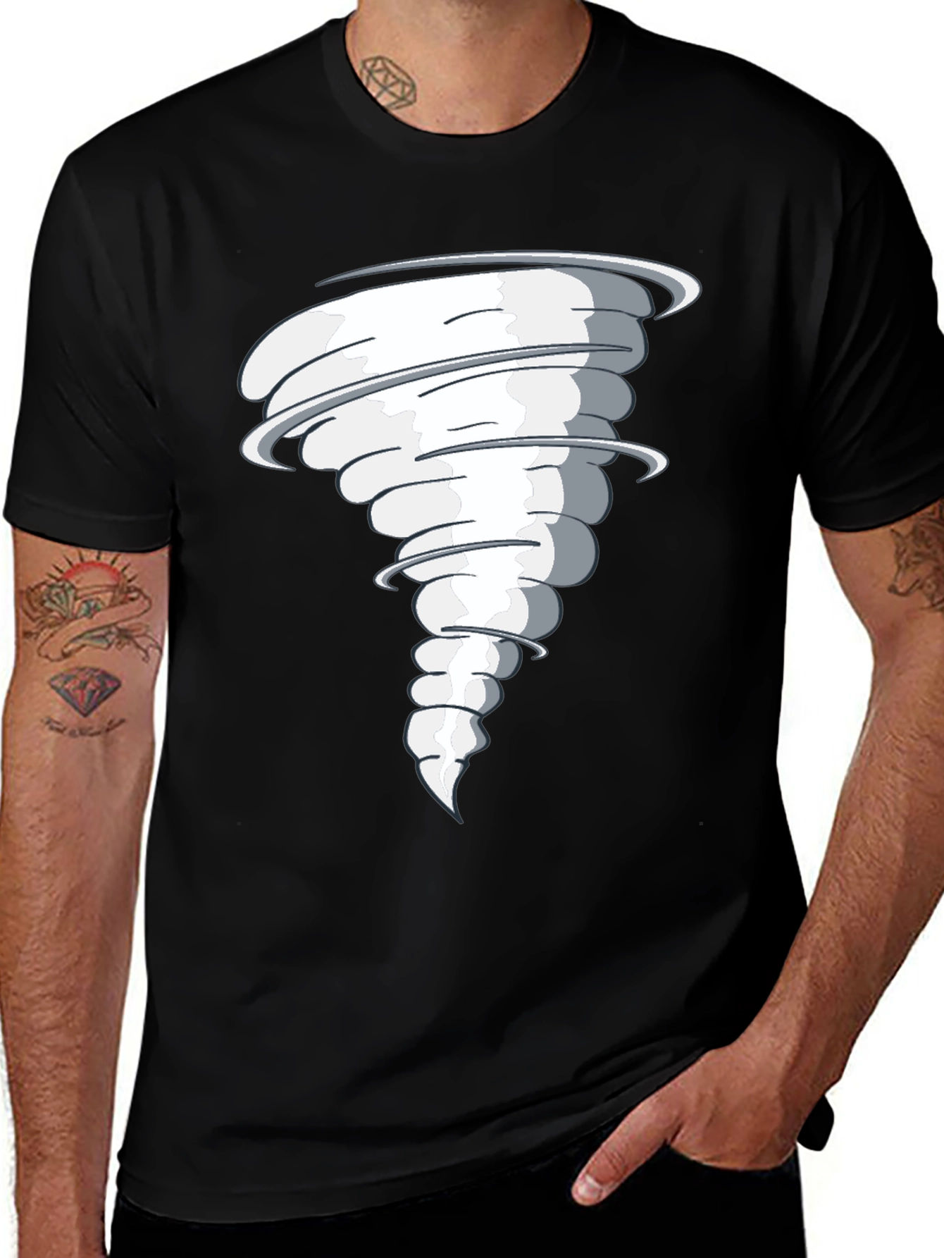Variant 10 of Tornado Graphic Print Black T-Shirt