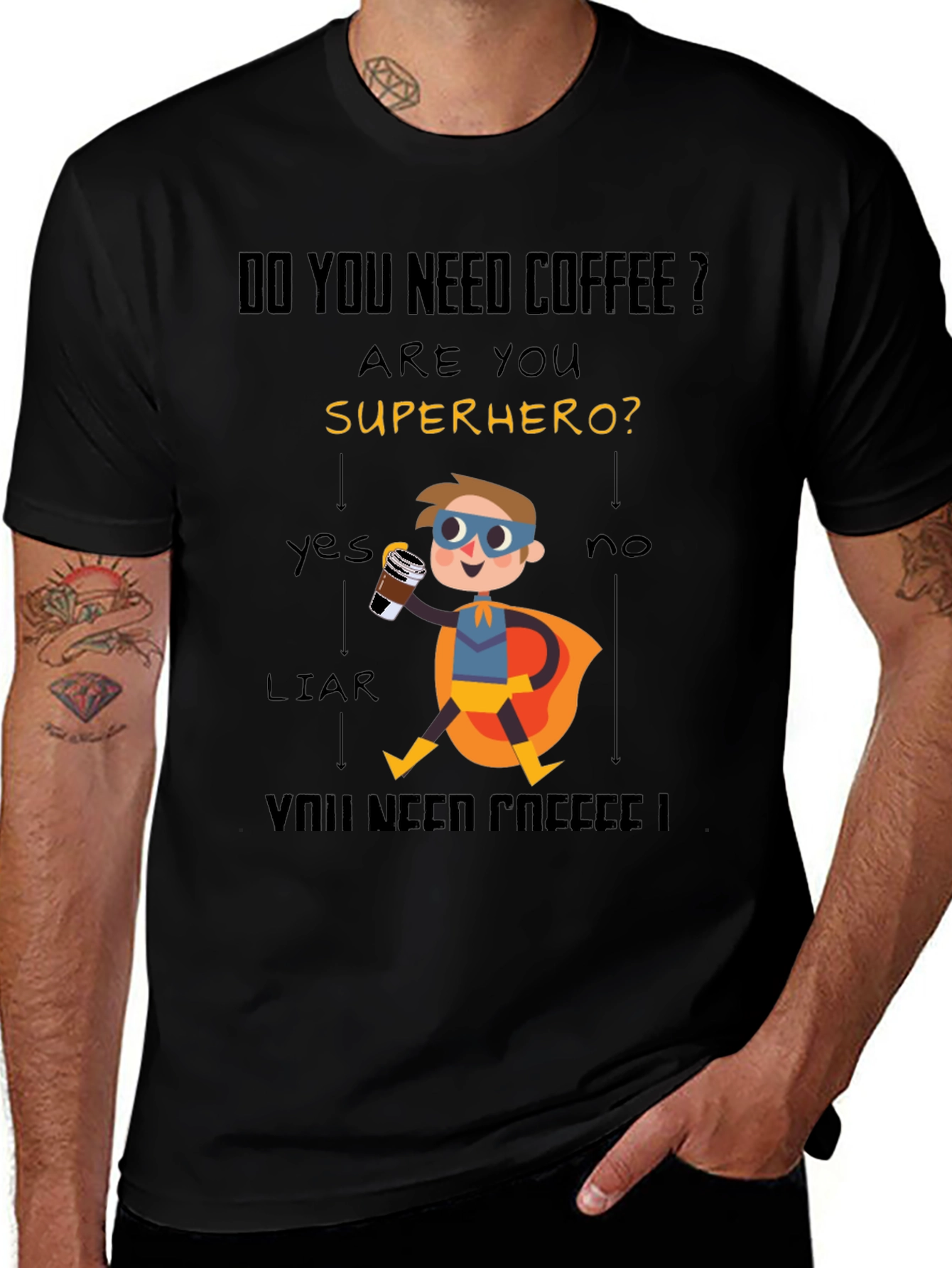 Coffee Superhero T-Shirt - Funny & Unique